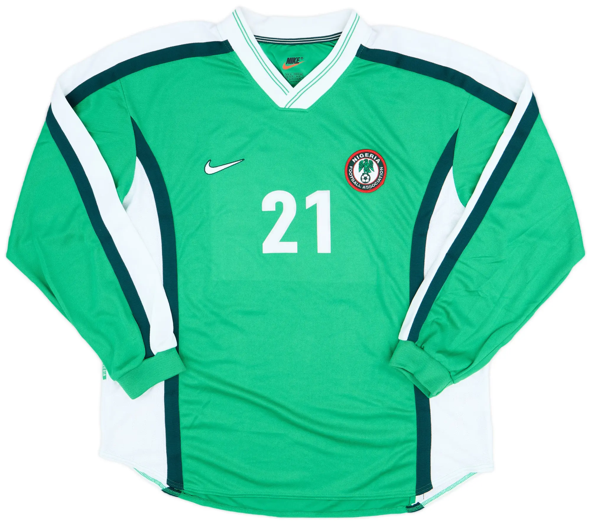 Nike 1998-00 Nigeria Player Issue Home L/S Shirt #21 - 9/10 - (XL)