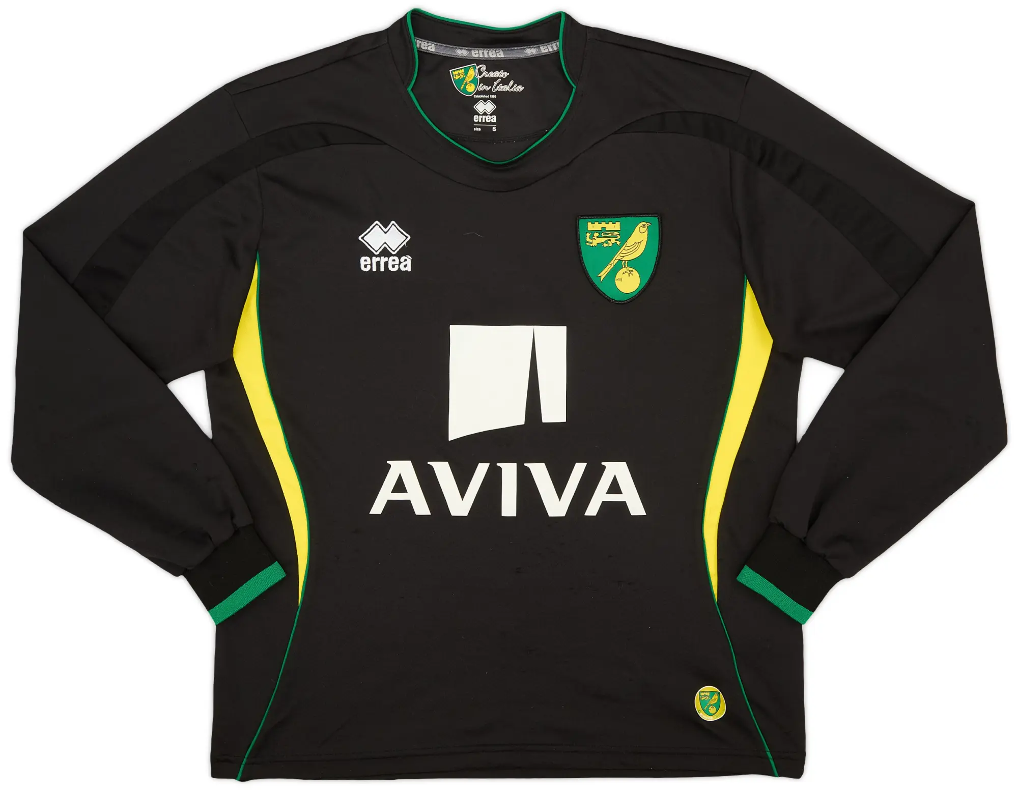 Errea 2012-13 Norwich City Away L/S Shirt - 7/10 - (S)