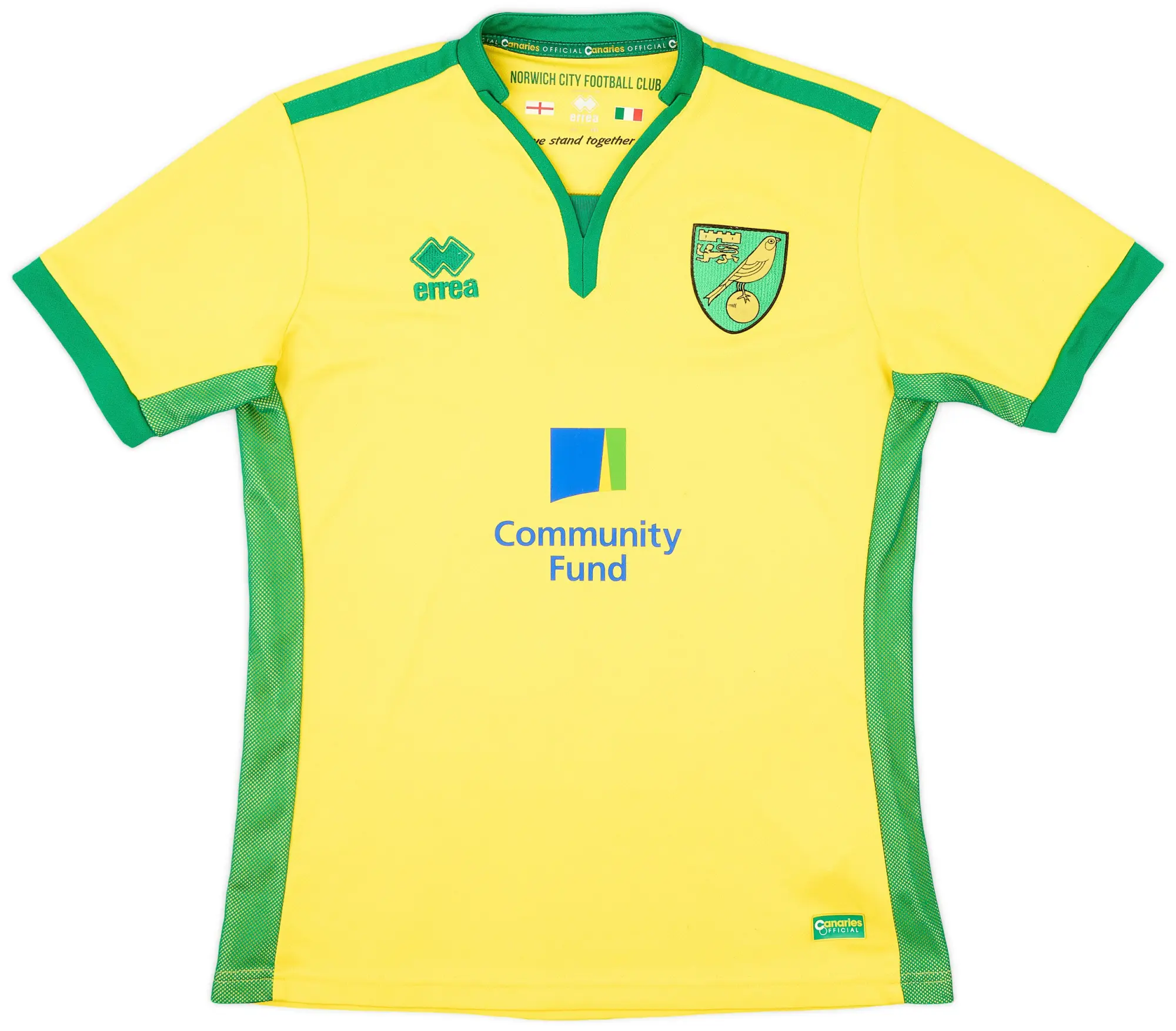 Errea 2016-17 Norwich Home Shirt - 8/10 - (M)