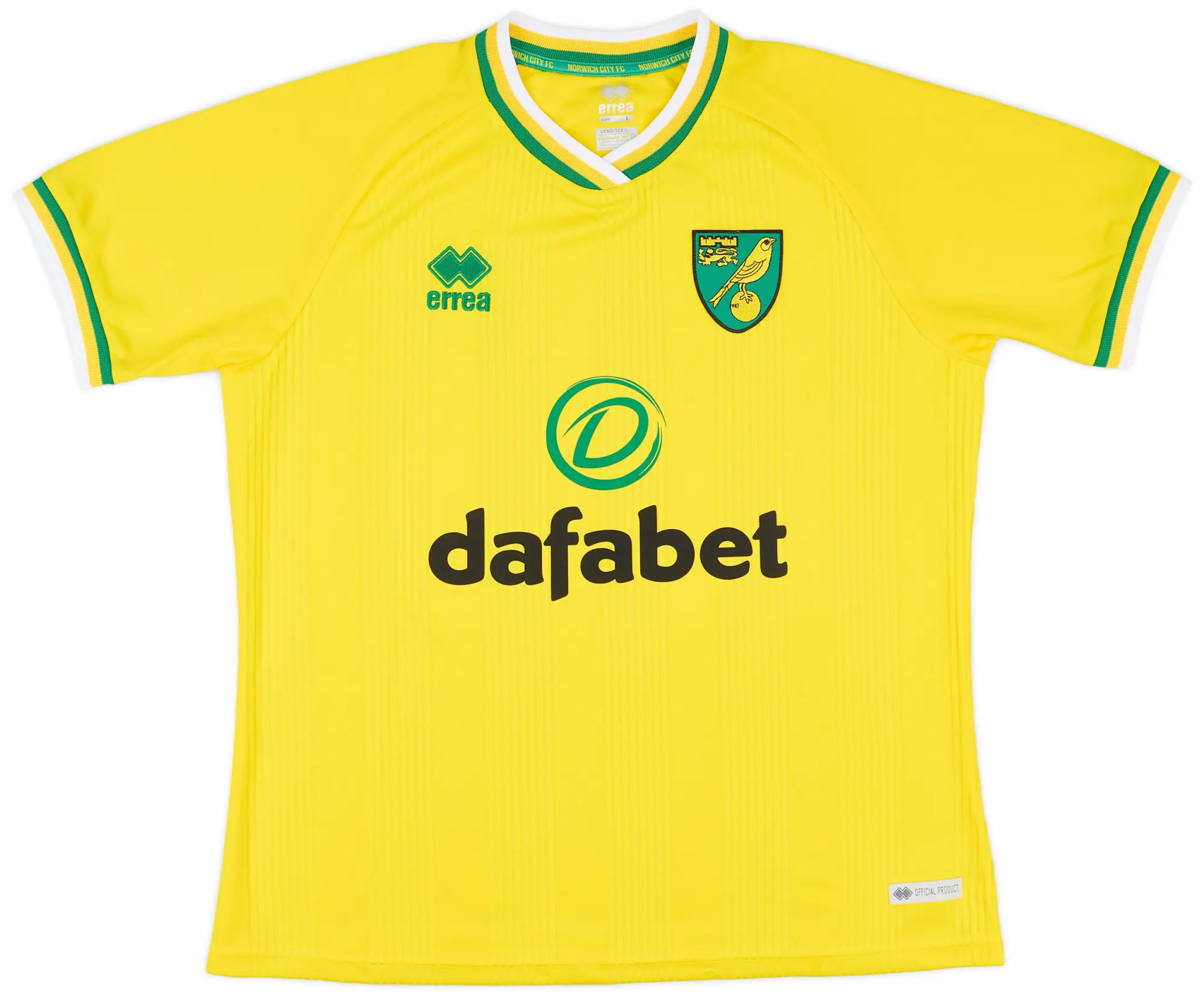 Errea 2020-21 Norwich City Home Shirt - 8/10 - (L)