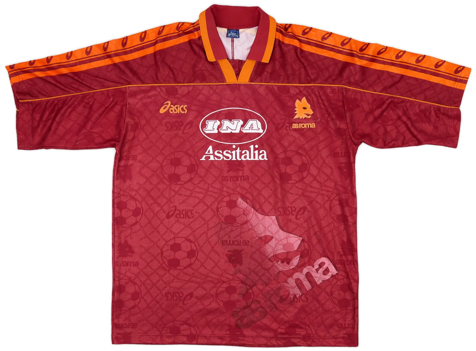 Asics 1995-96 Roma Home Shirt - 8/10 - (XL)