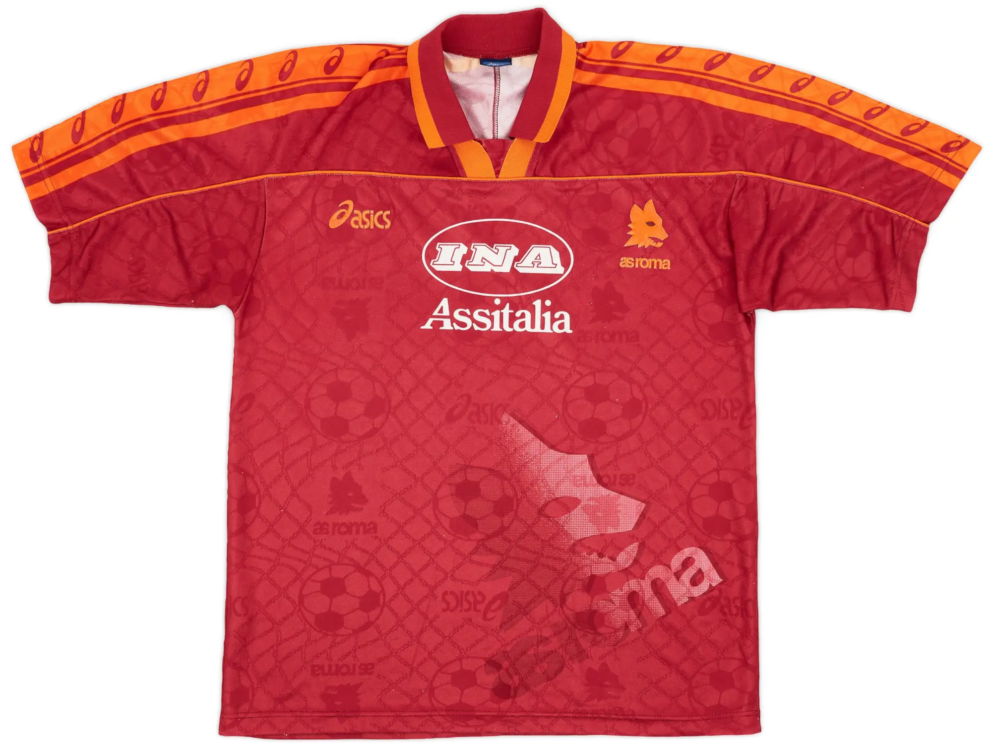Asics 1995-96 Roma Home Shirt - 8/10 - (XL)