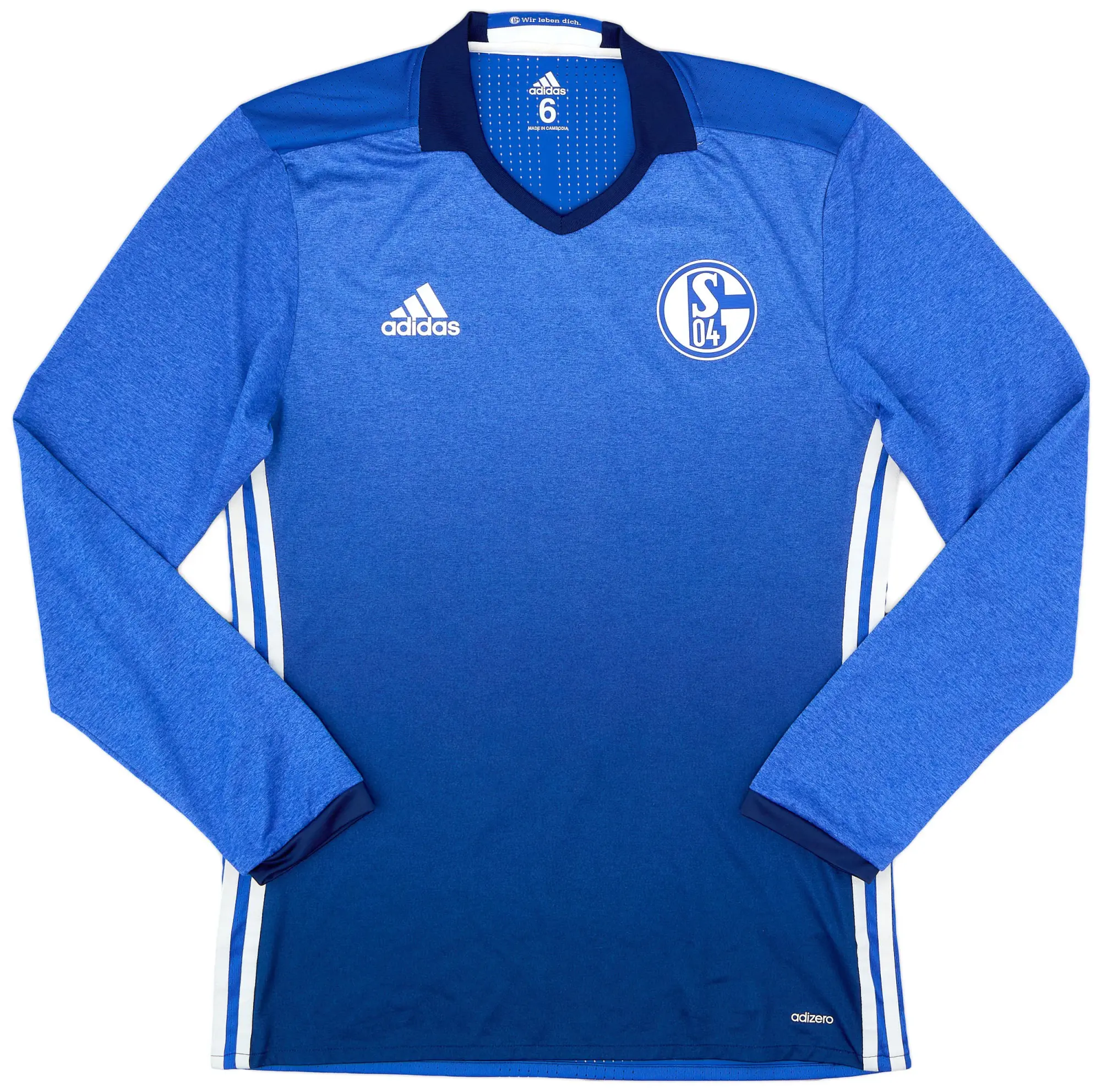adidas 2016-18 Schalke Player Issue Home L/S Shirt - 9/10 - (M)