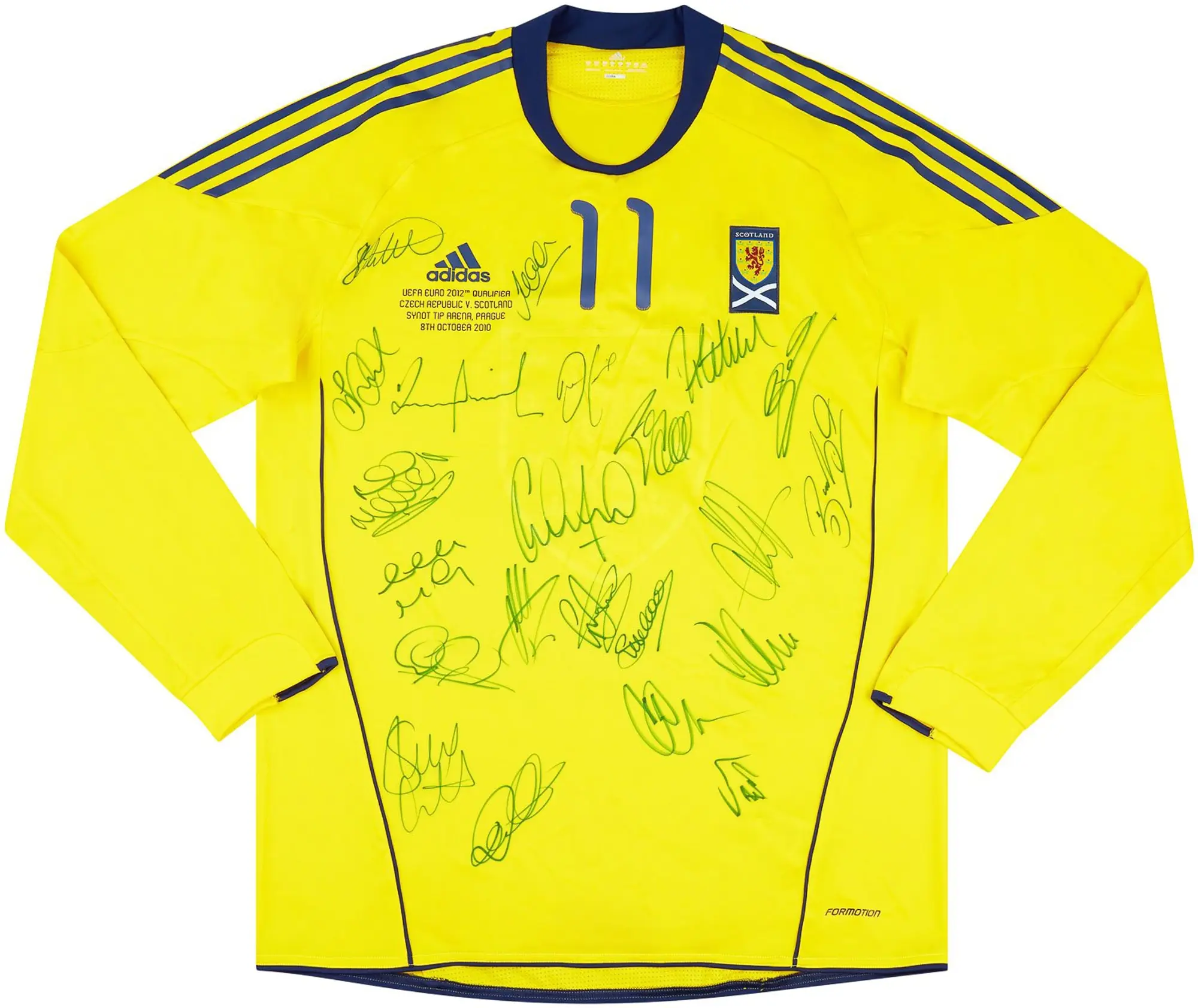 adidas 2010 Scotland Match Issue Signed Away L/S Shirt #11 (v Czech Republic)