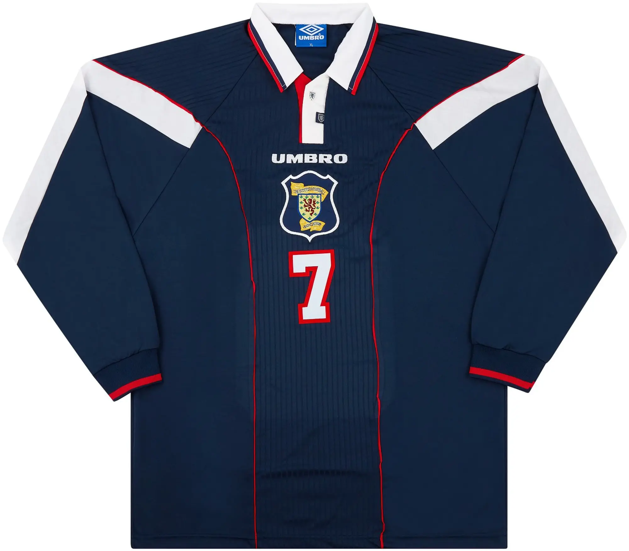 Umbro 1996-98 Scotland Match Issue Home L/S Shirt #7 (Gallacher)