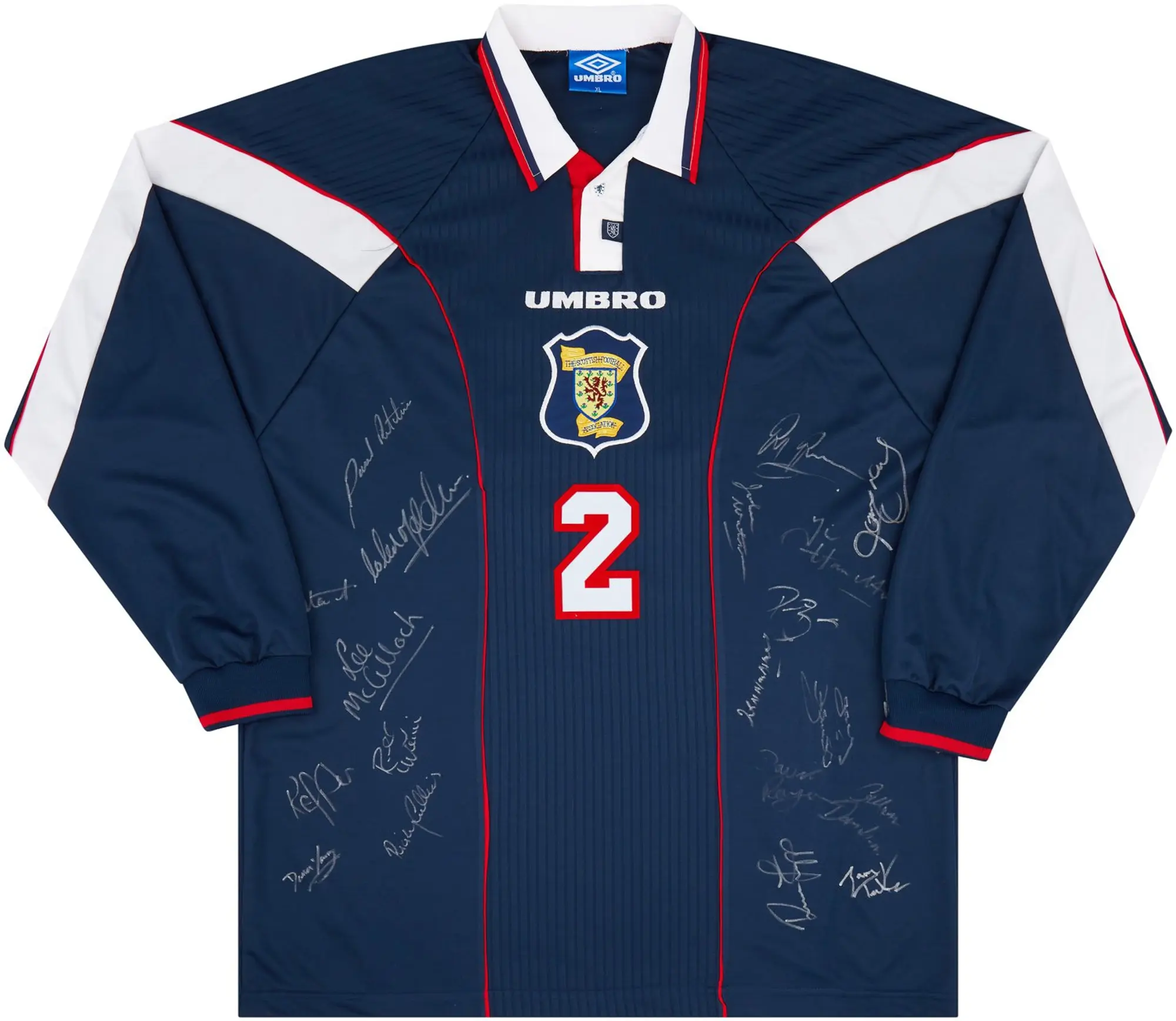 Umbro 1996-98 Scotland Match Issue Home L/S Shirt #7 (Gallacher)