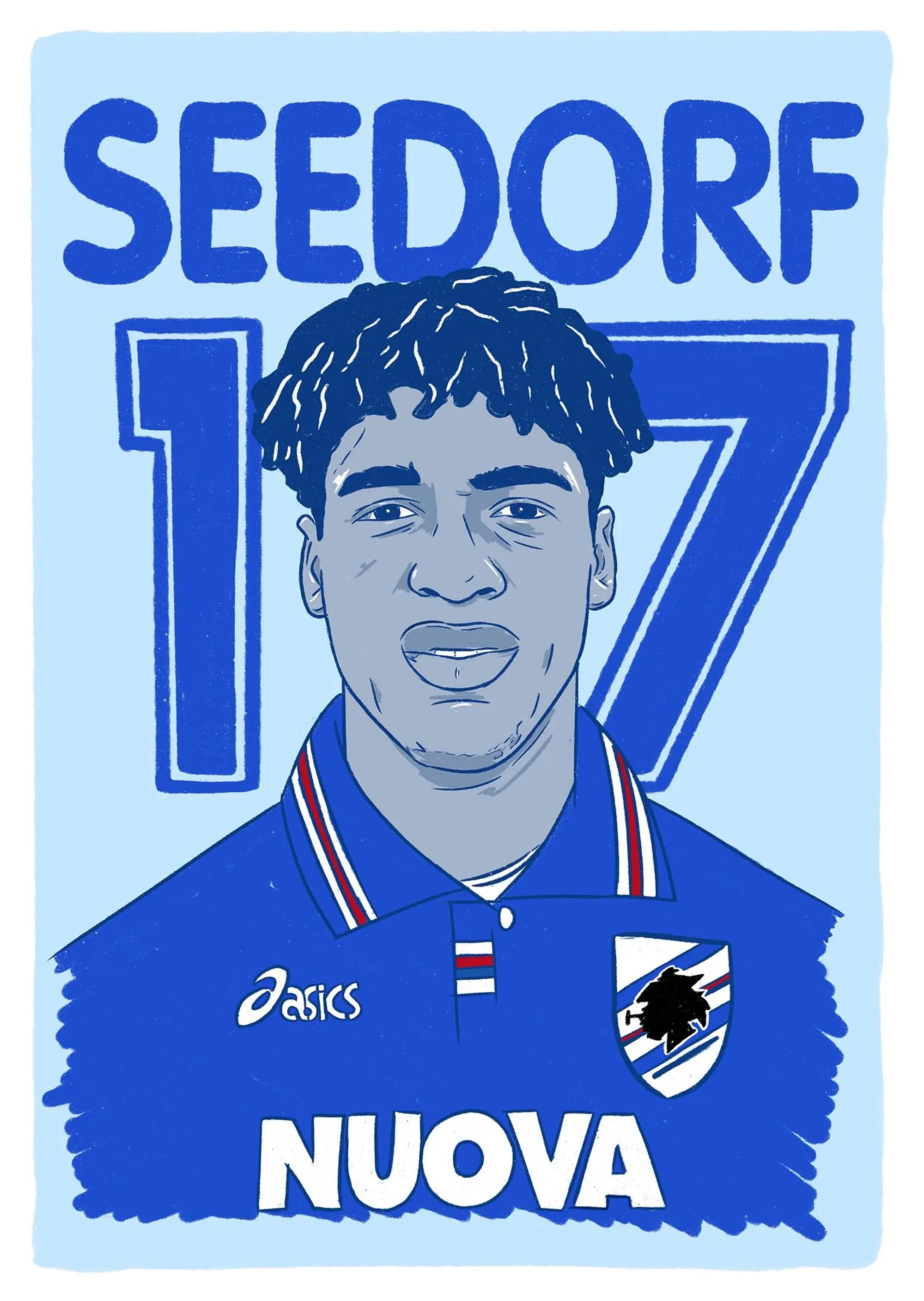 Accessories 1995-96 Sampdoria Seedorf #17 Serie A Icons A3 Poster/Print