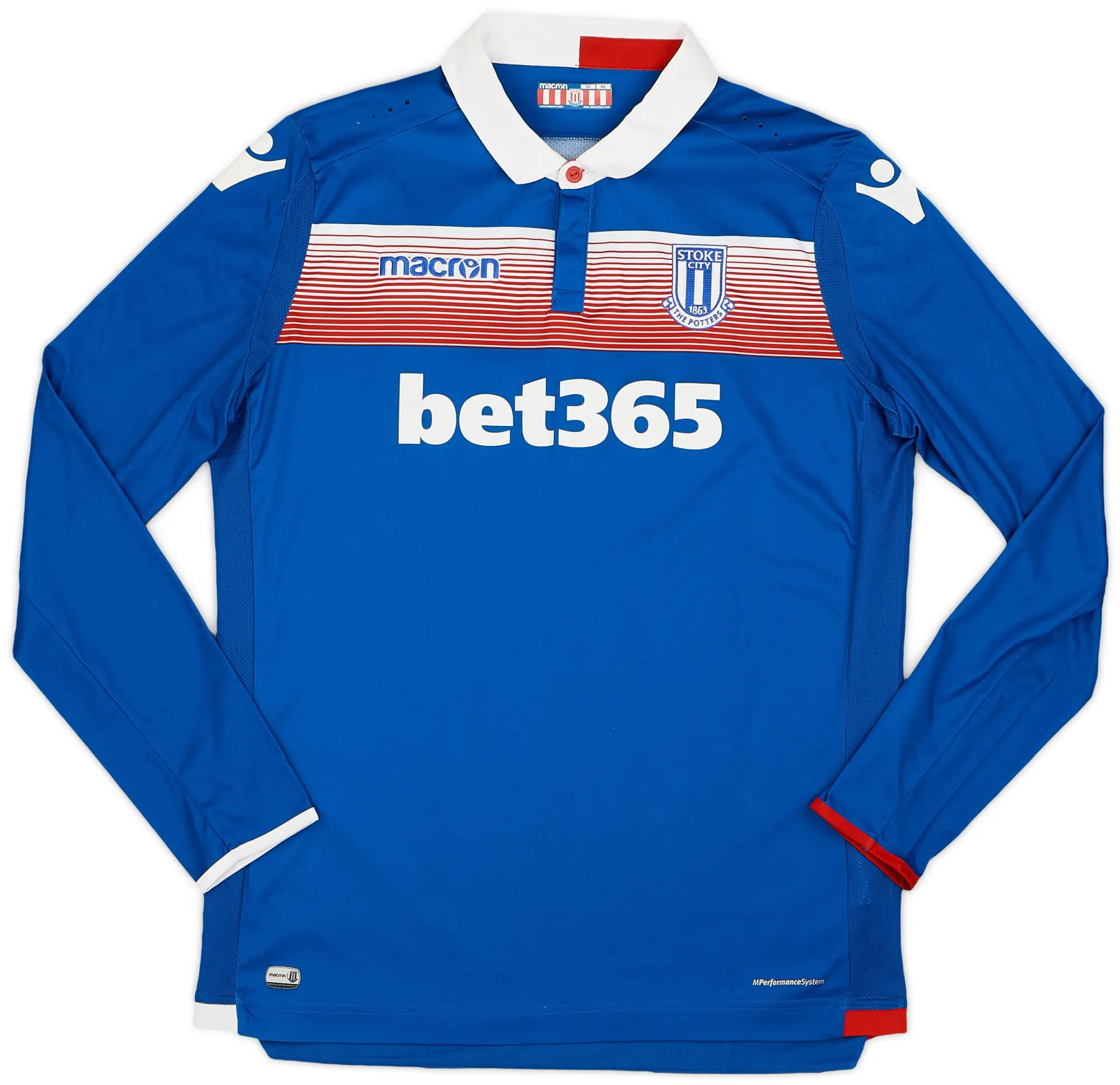 Macron 2017-18 Stoke City Away L/S Shirt - 8/10 - (XXL)