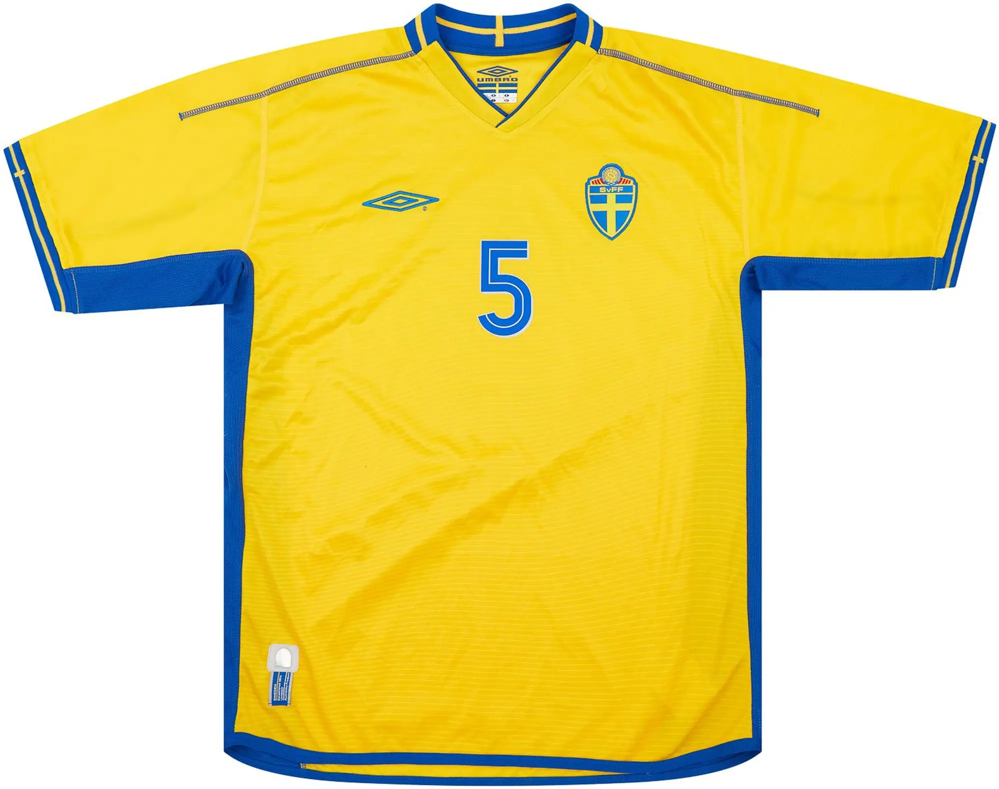 Umbro 2004 Sweden Match Worn Home Shirt #5 (Dorsin) v Scotland