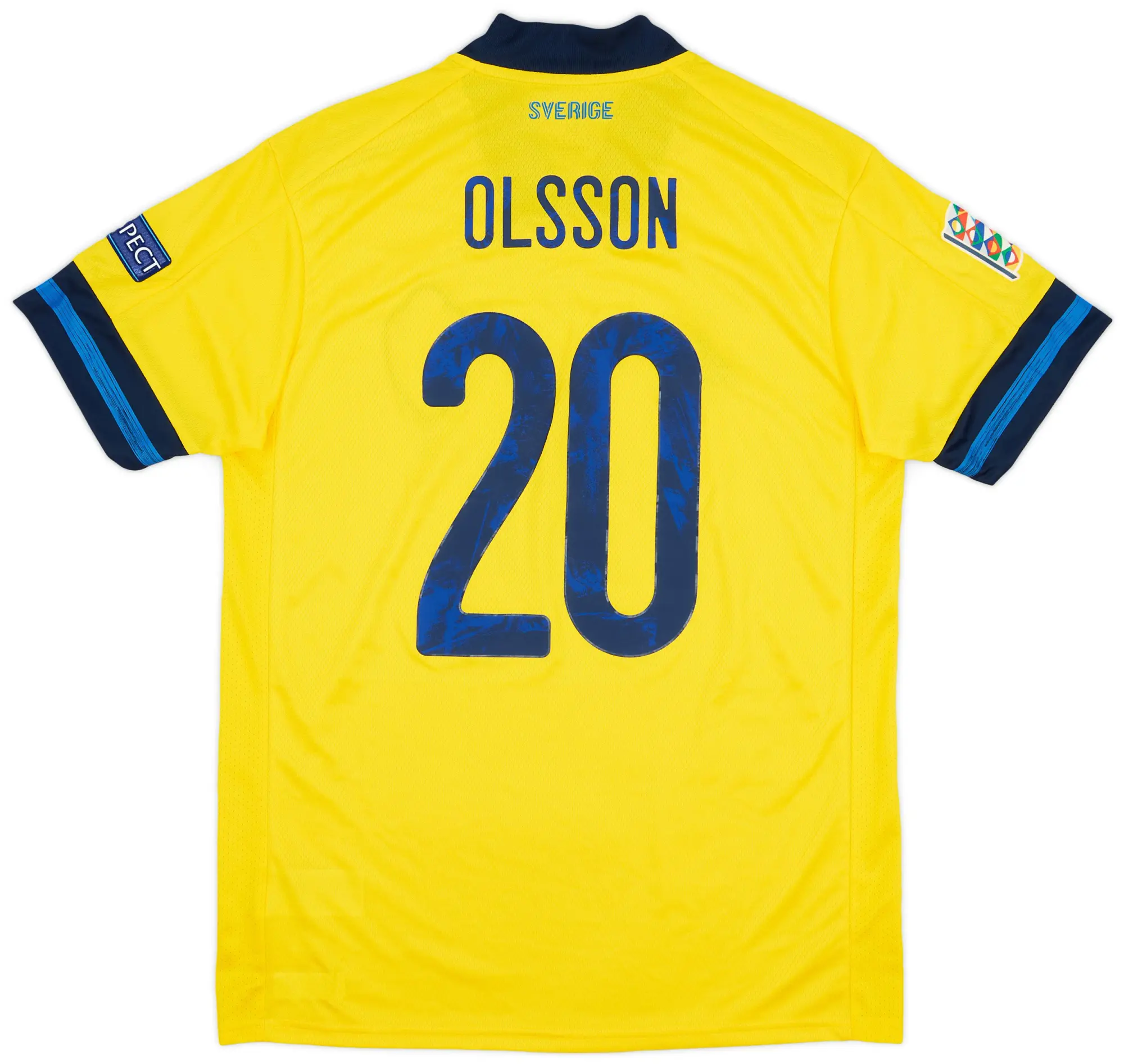 adidas 2020 Sweden Match Issue Nations League Home Shirt Olsson #20