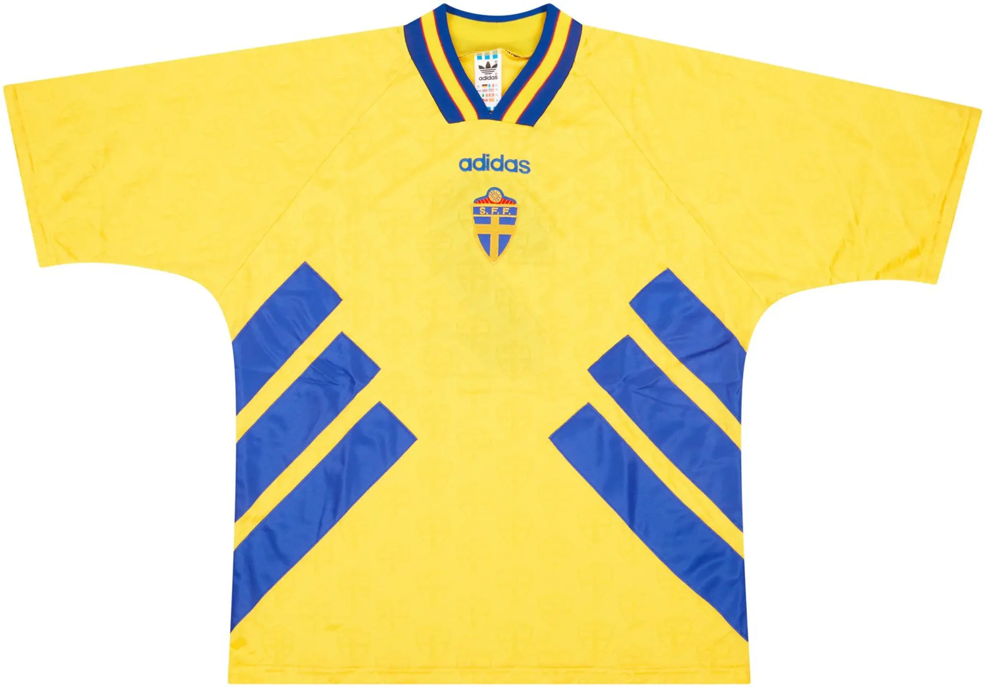 adidas 1995 Sweden Match Worn Umbro Cup Home Shirt #2 (Sundgren) v England