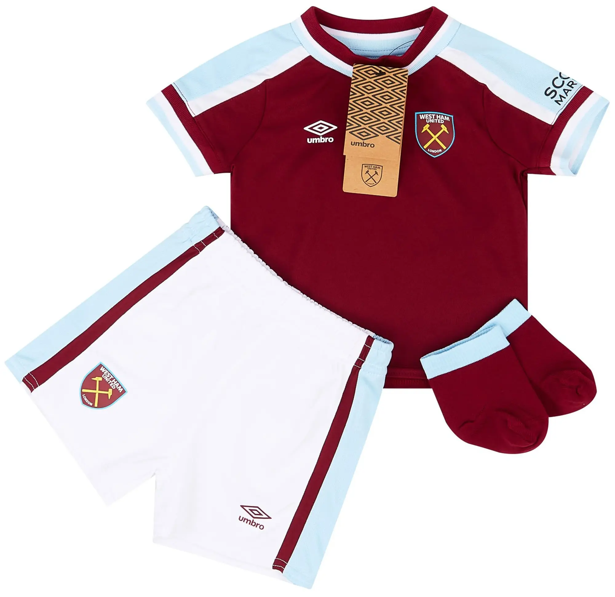 Umbro 2021-22 West Ham Home Full Kit (6-12 Months)