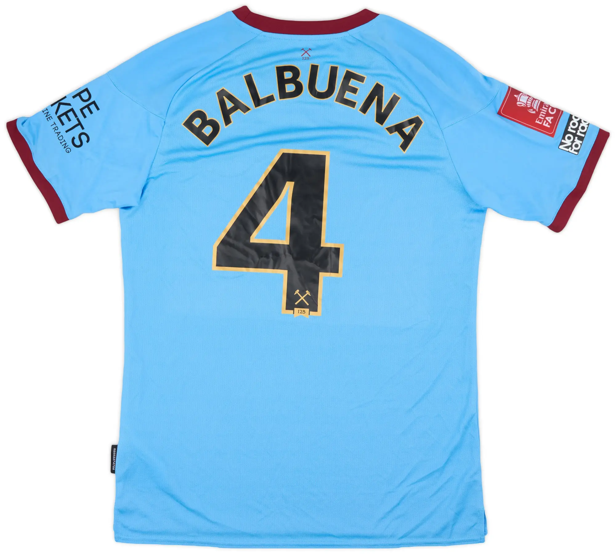 Umbro 2020-21 West Ham Match Issue FA Cup Away Shirt Balbuena #4