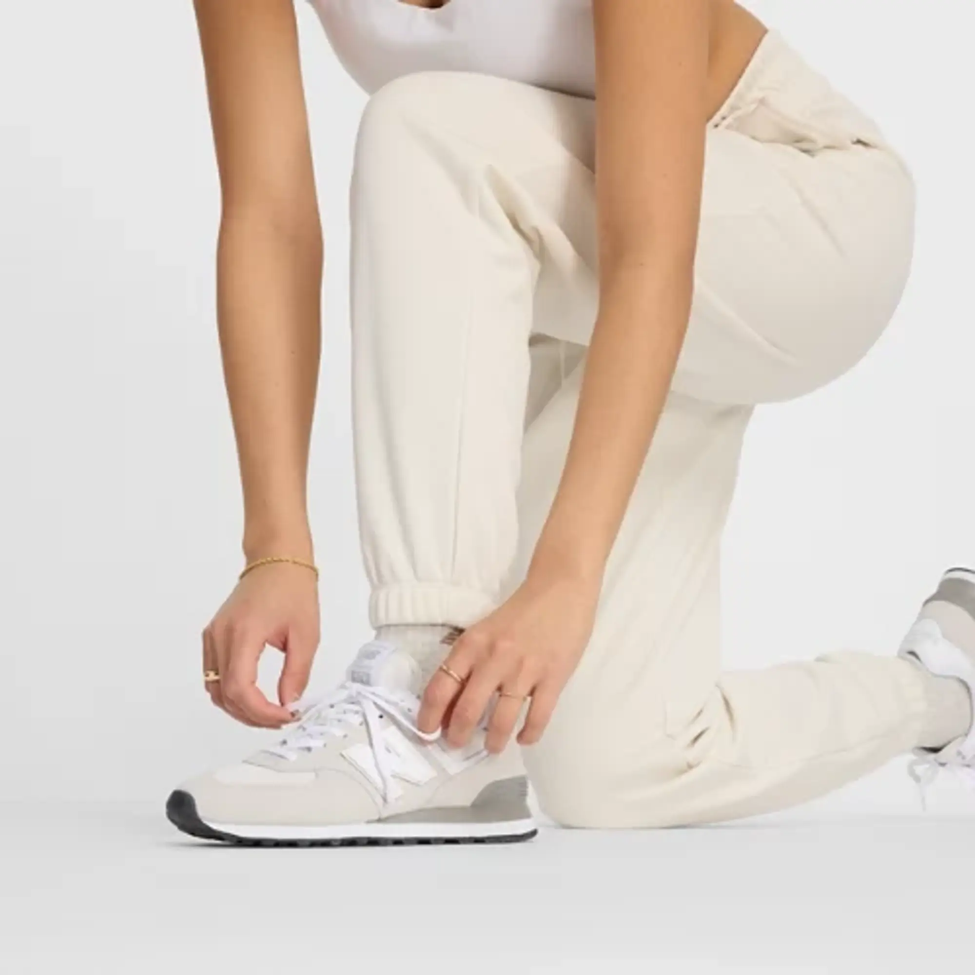 New Balance Women's Performance Fleece Jogger in Beige Poly Fleece