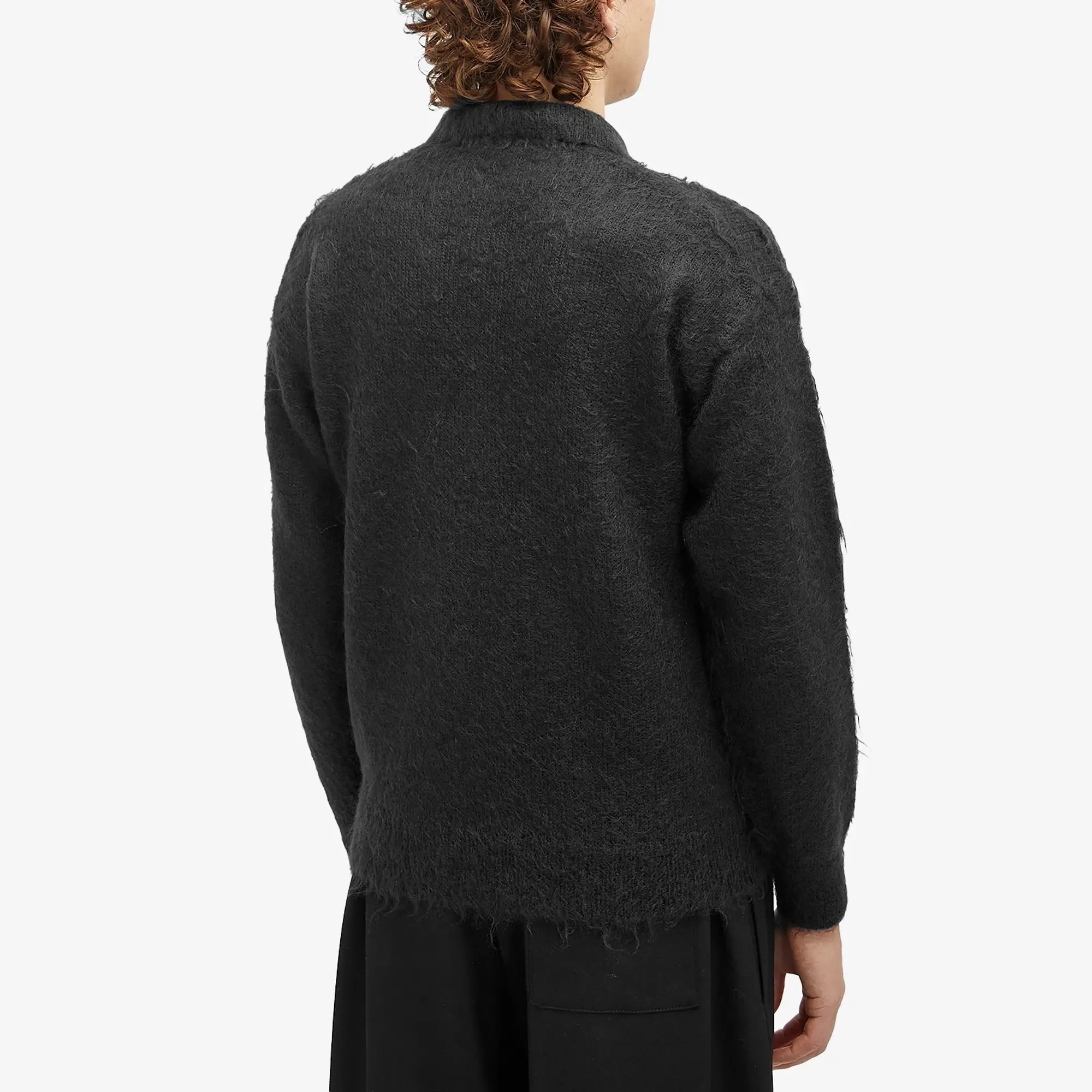 Auralee Men's Kid Mohair Polo Ink Black