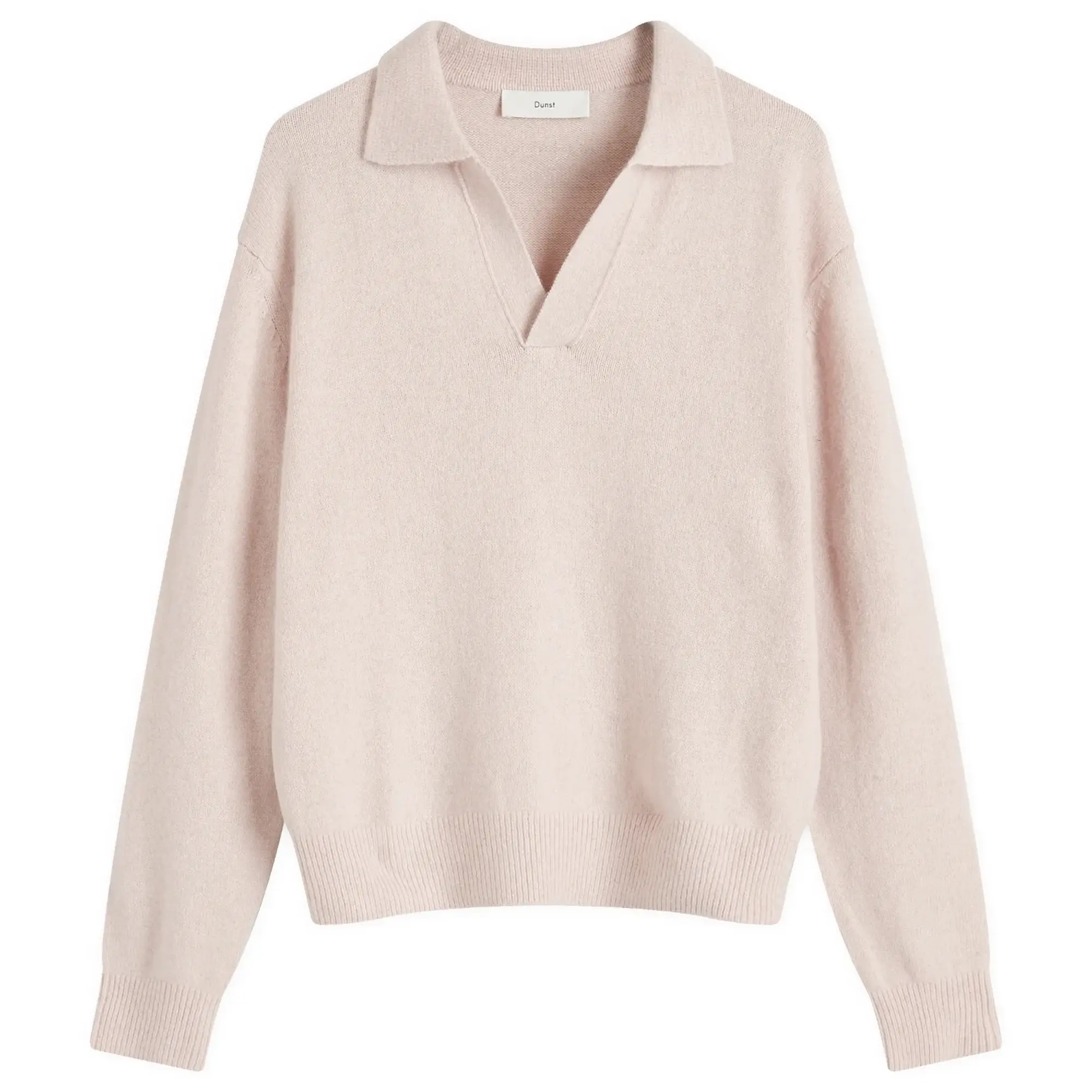 DUNST Women's Unisex Collared Baby Alpaca Sweater Soft Pink