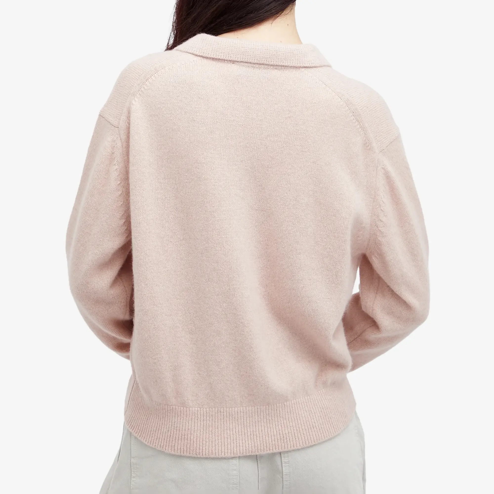 DUNST Women's Unisex Collared Baby Alpaca Sweater Soft Pink