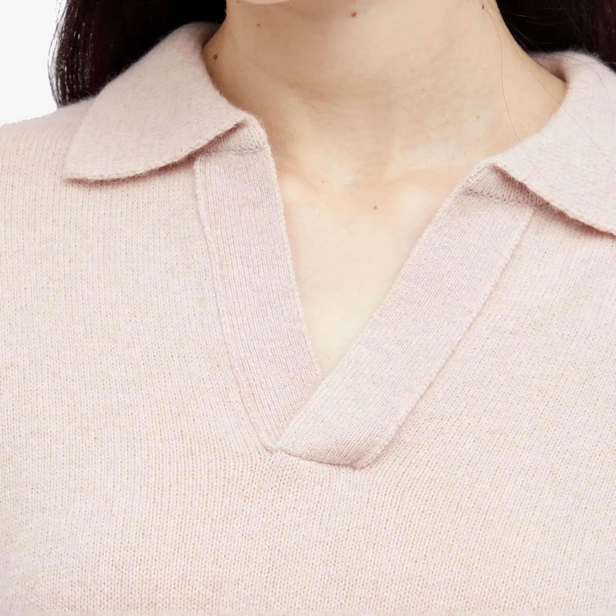 DUNST Women's Unisex Collared Baby Alpaca Sweater Soft Pink
