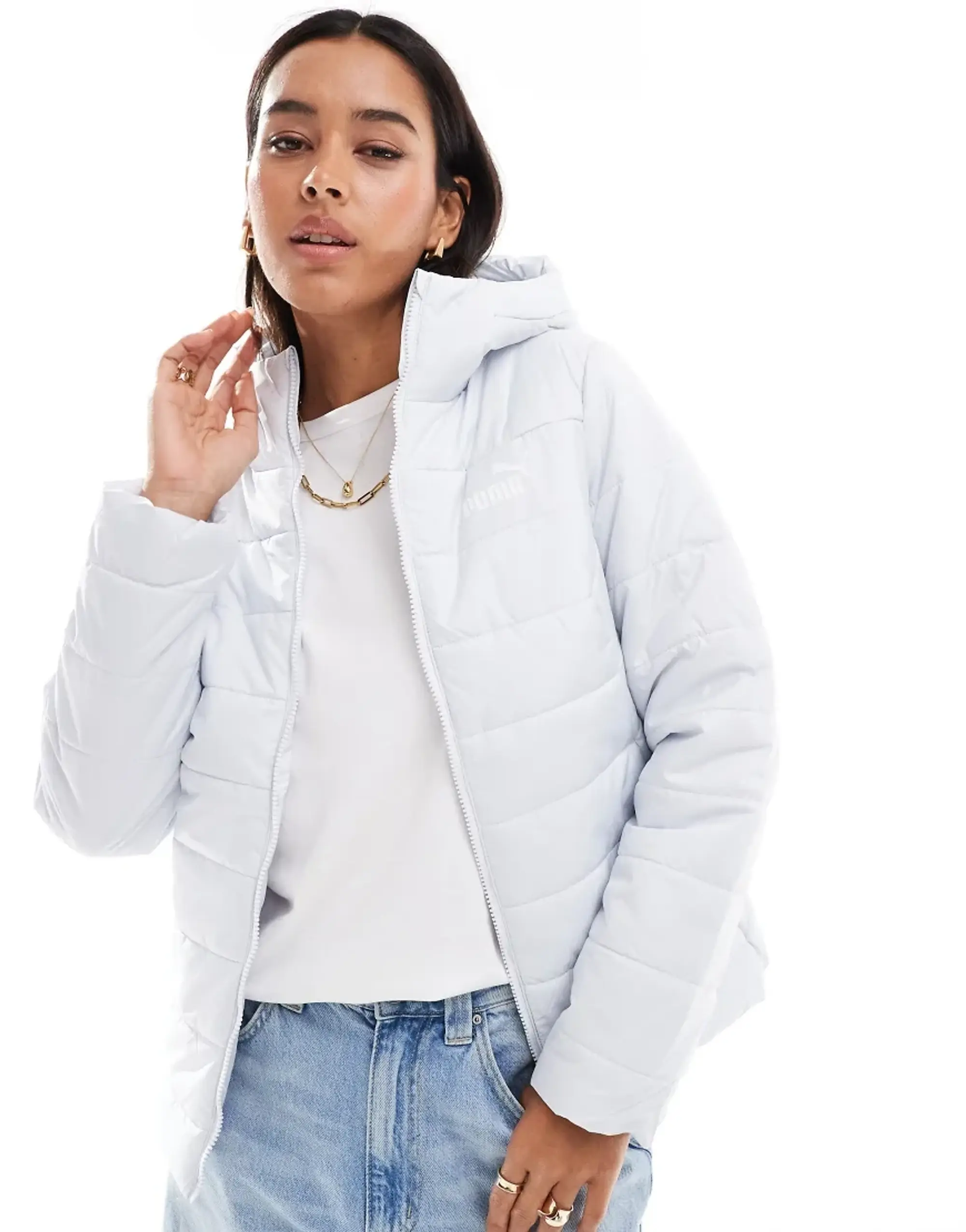 Puma Essentials Padded Jacket In Silver Mist-White