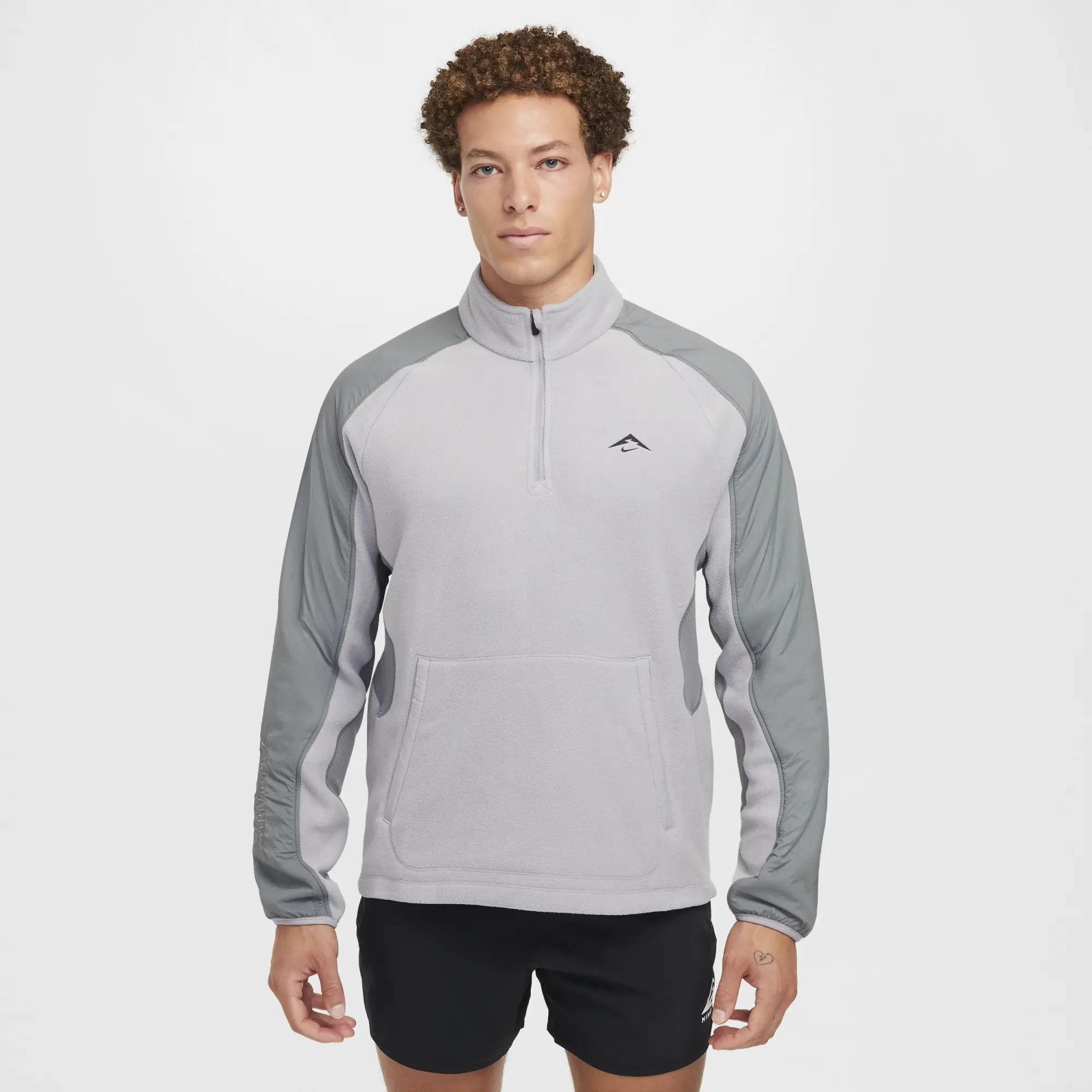Nike Trail Polartec® Men's 1/4-Zip Fleece Running Top - Grey - Polyester
