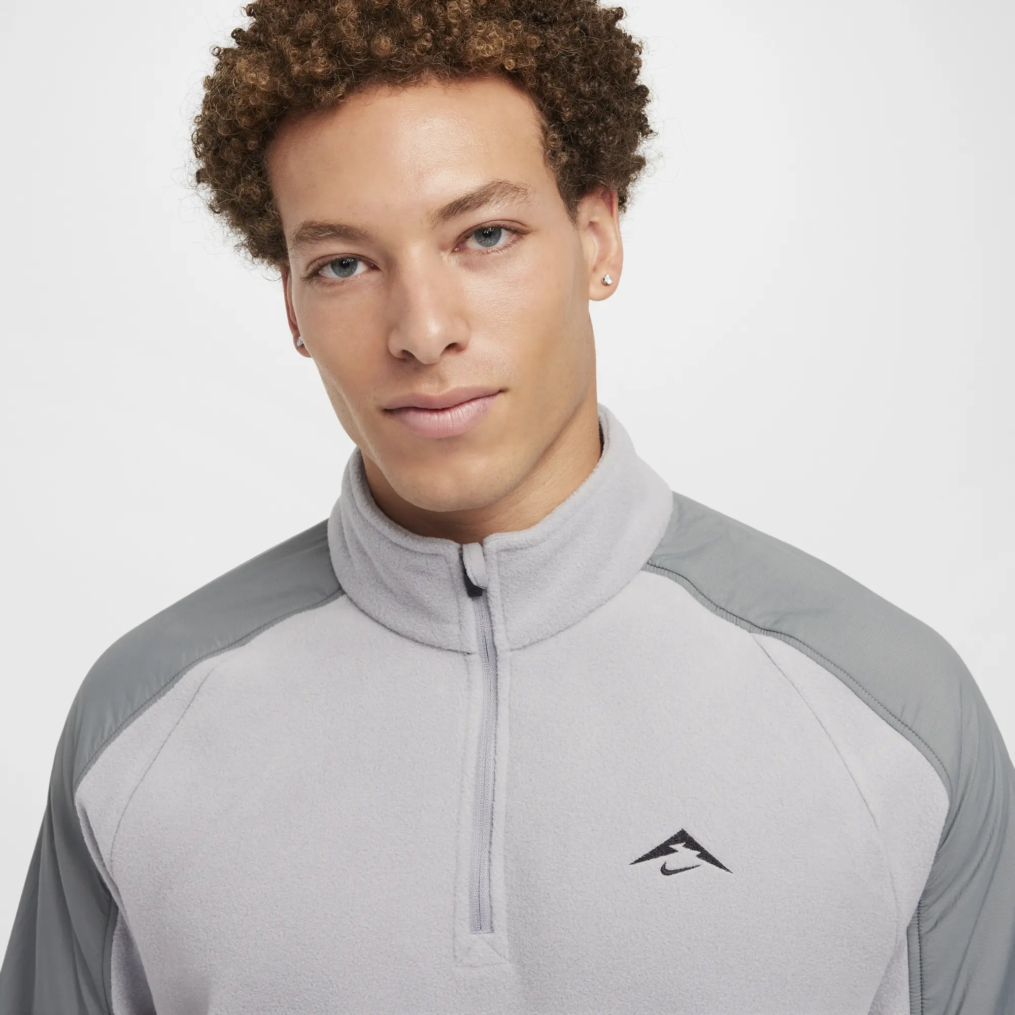 Nike Trail Polartec® Men's 1/4-Zip Fleece Running Top - Grey - Polyester