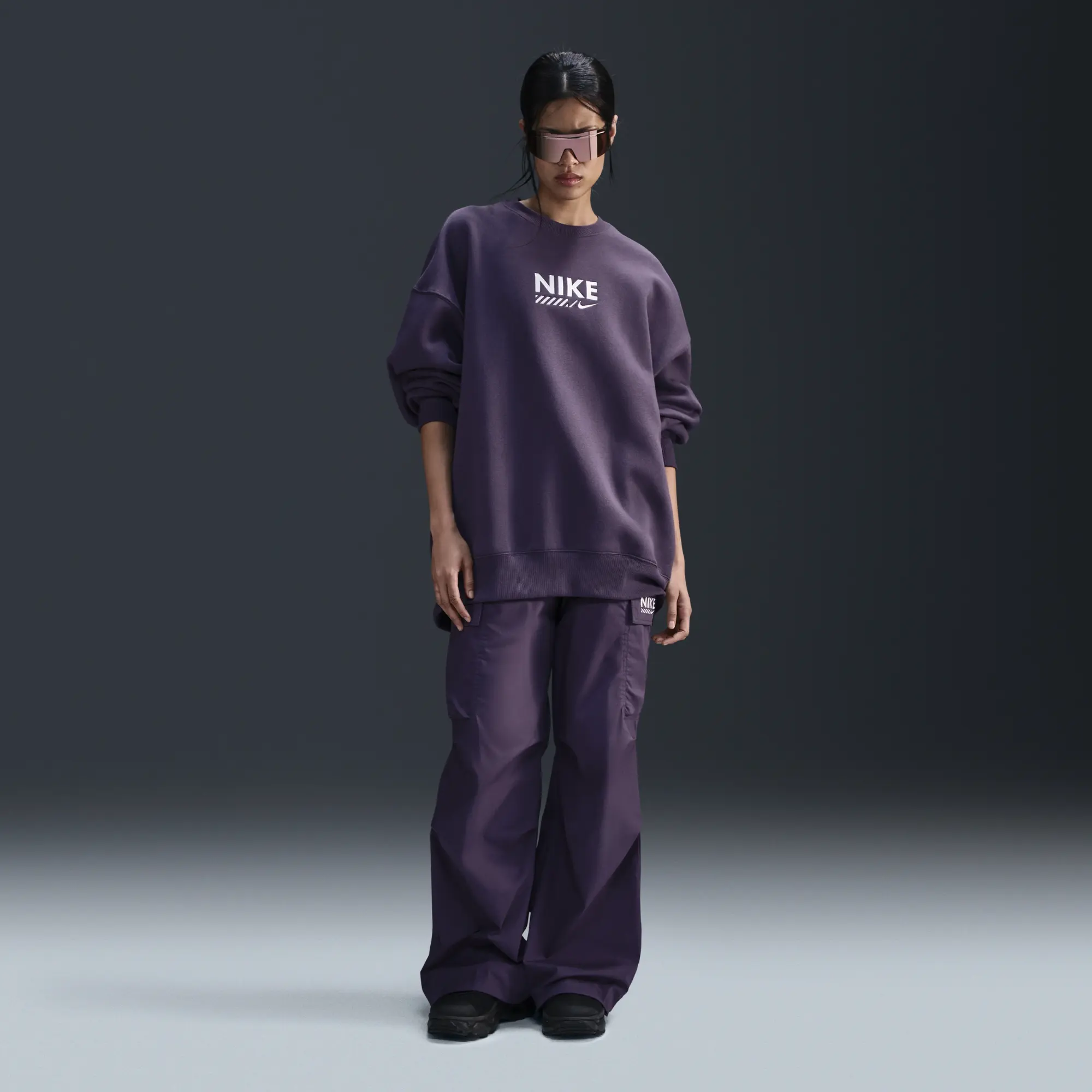 Nike Oversized Fleece Crew Women Sweatshirts - Purple
