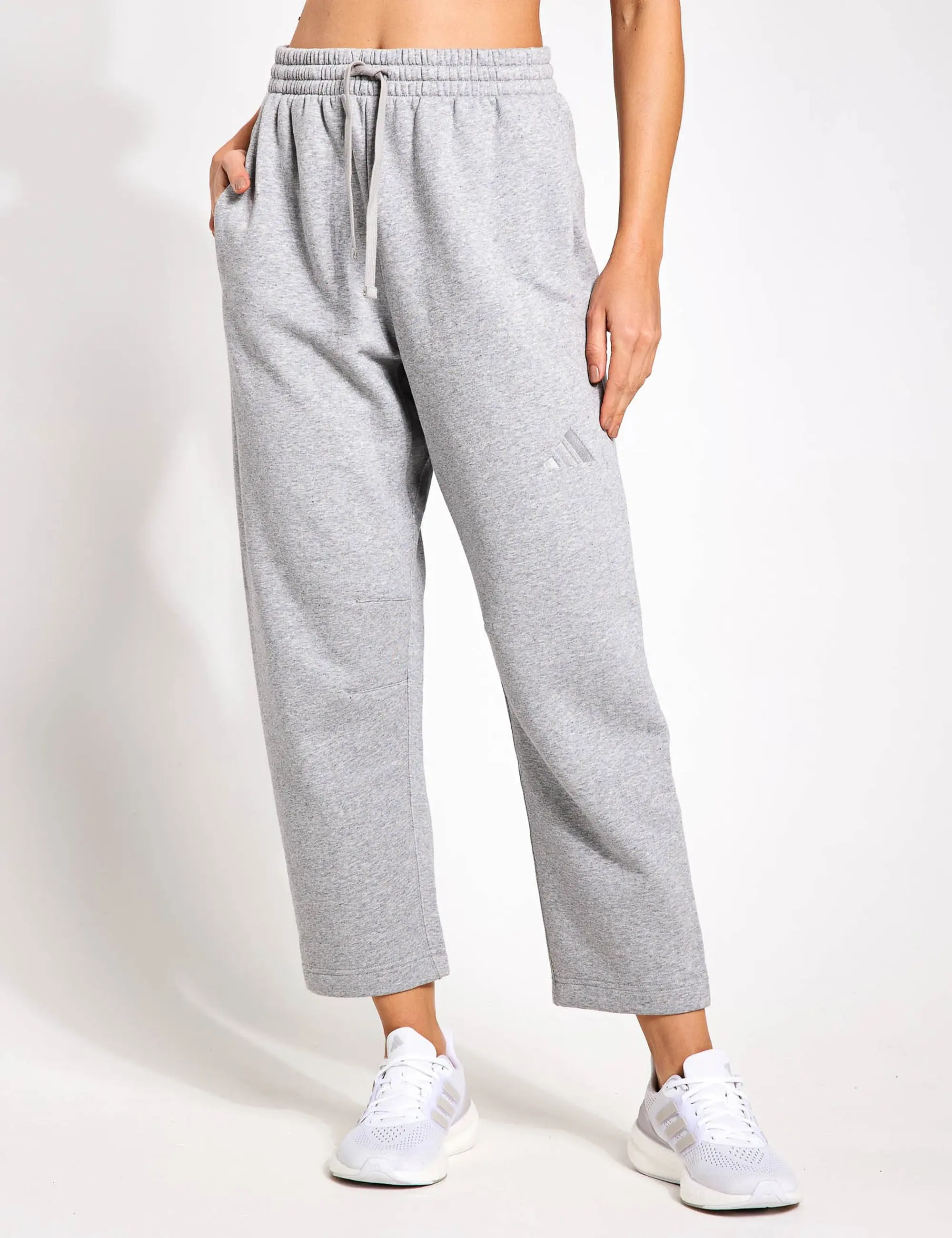 adidas Women's ALL SZN Fleece Barrel Leg Joggers - Medium Grey Heather - L - Size: Large