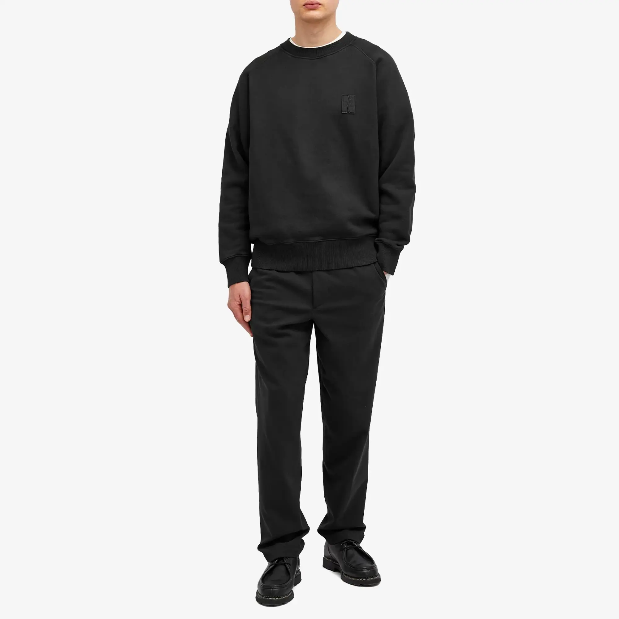 Norse Projects Marten Relaxed Organic Raglan N Patch Sweatshirt Men Sweatshirts Black