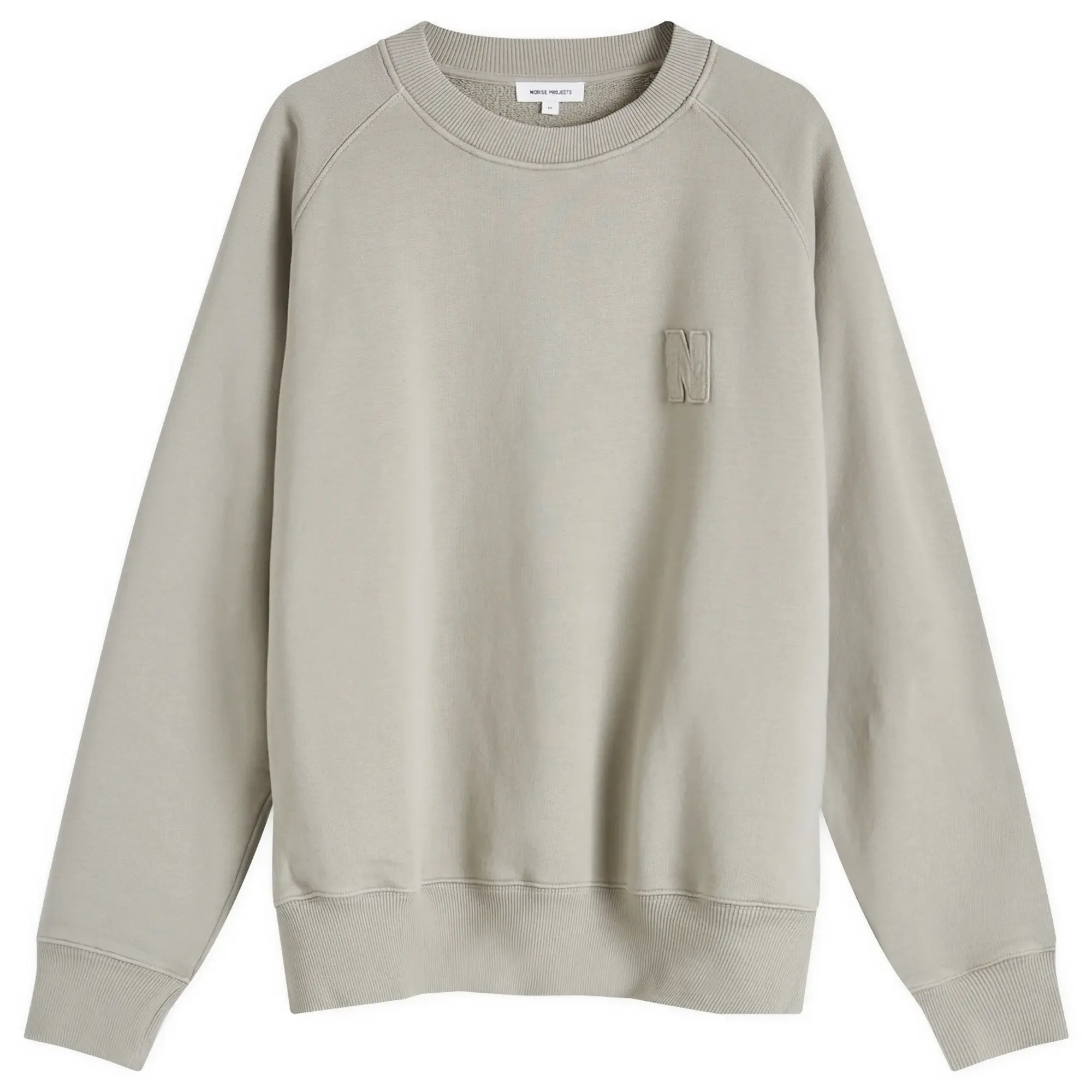Norse Projects Men's Marten Raglan N Patch Crew Sweat Weather Grey