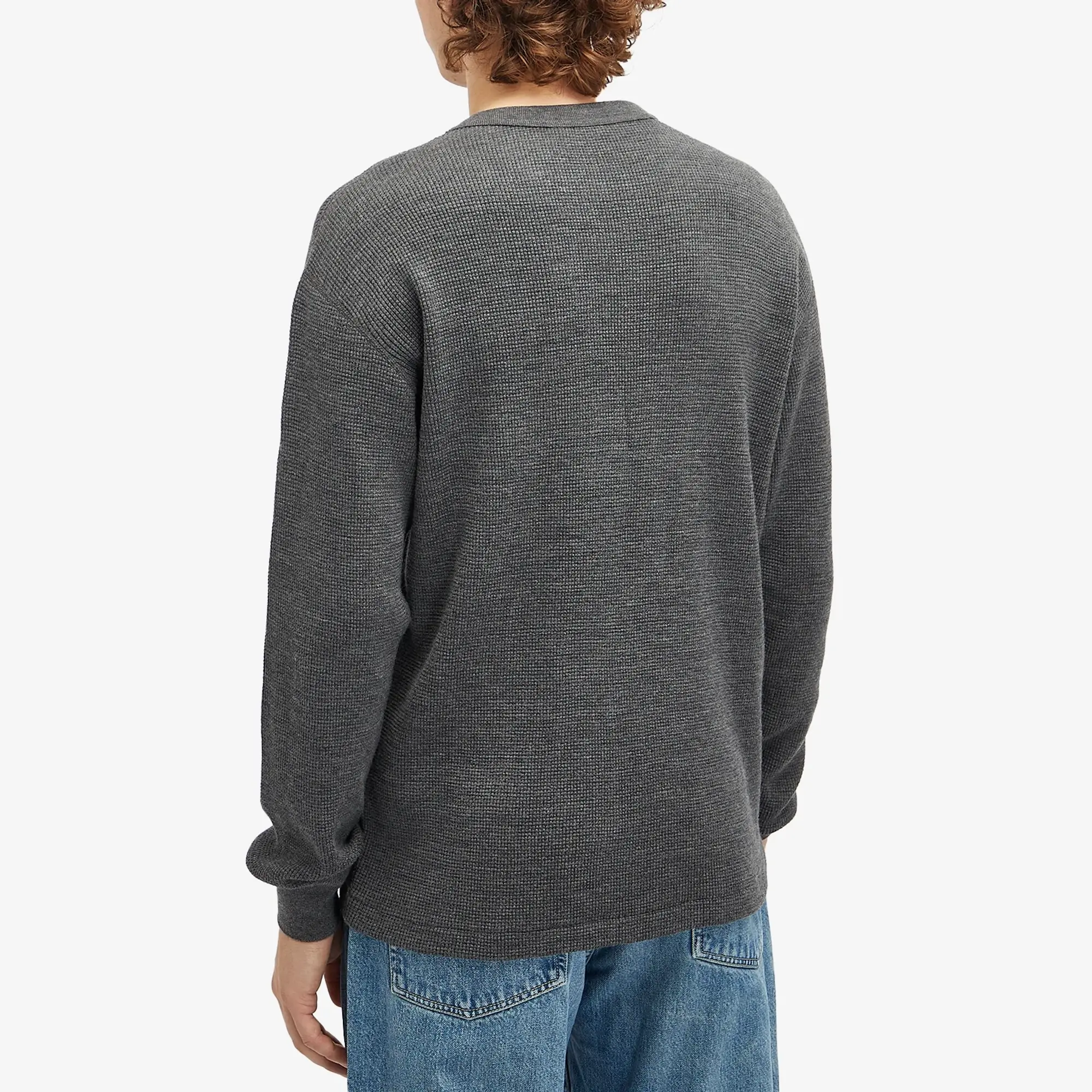 Auralee Men's Wool Waffle Thermal Long Sleeve T-Shirt Top Charcoal