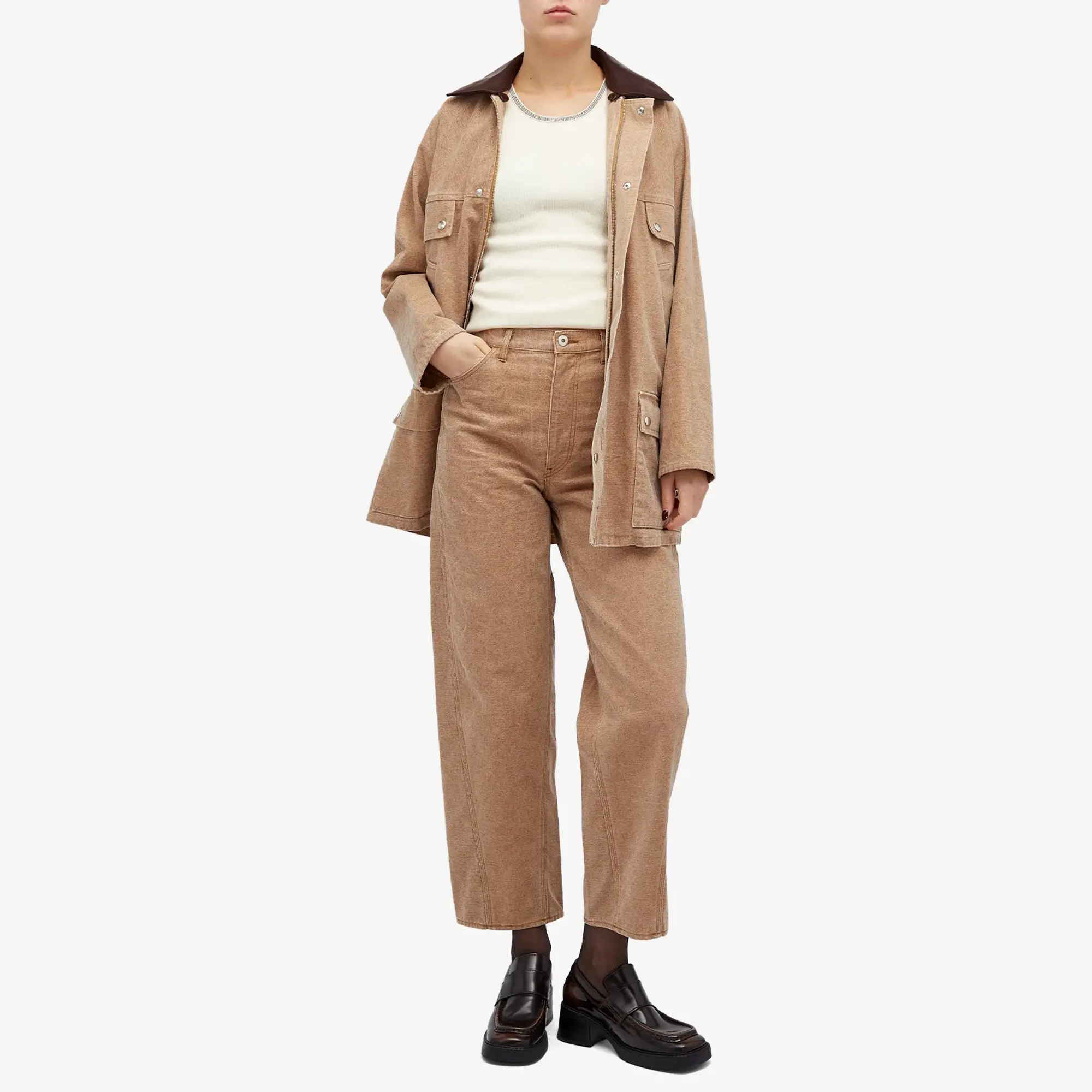 Auralee Women's Washed Organic Canvas Pants Light Brown