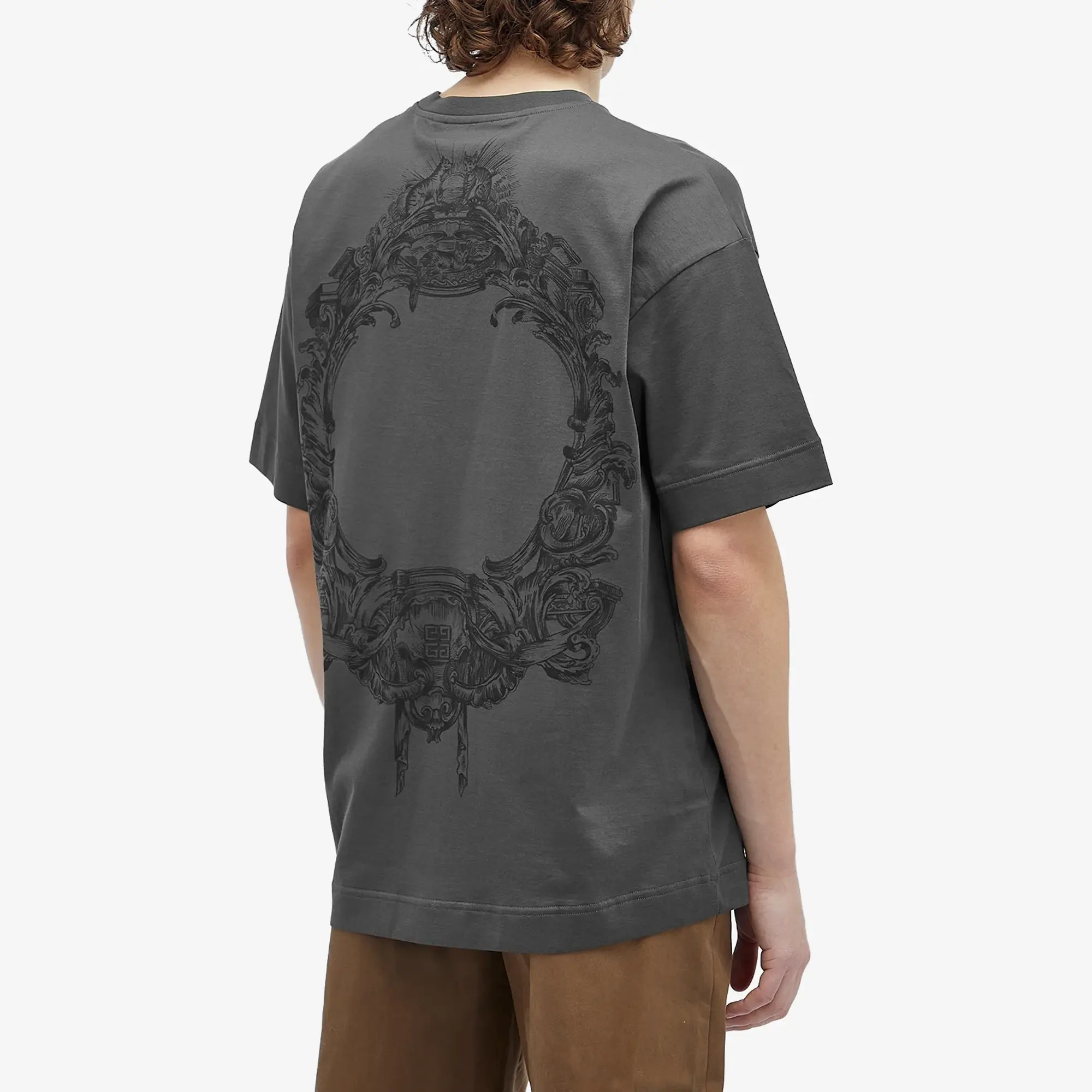 Givenchy Men's Baroque Crown T-Shirt Charcoal