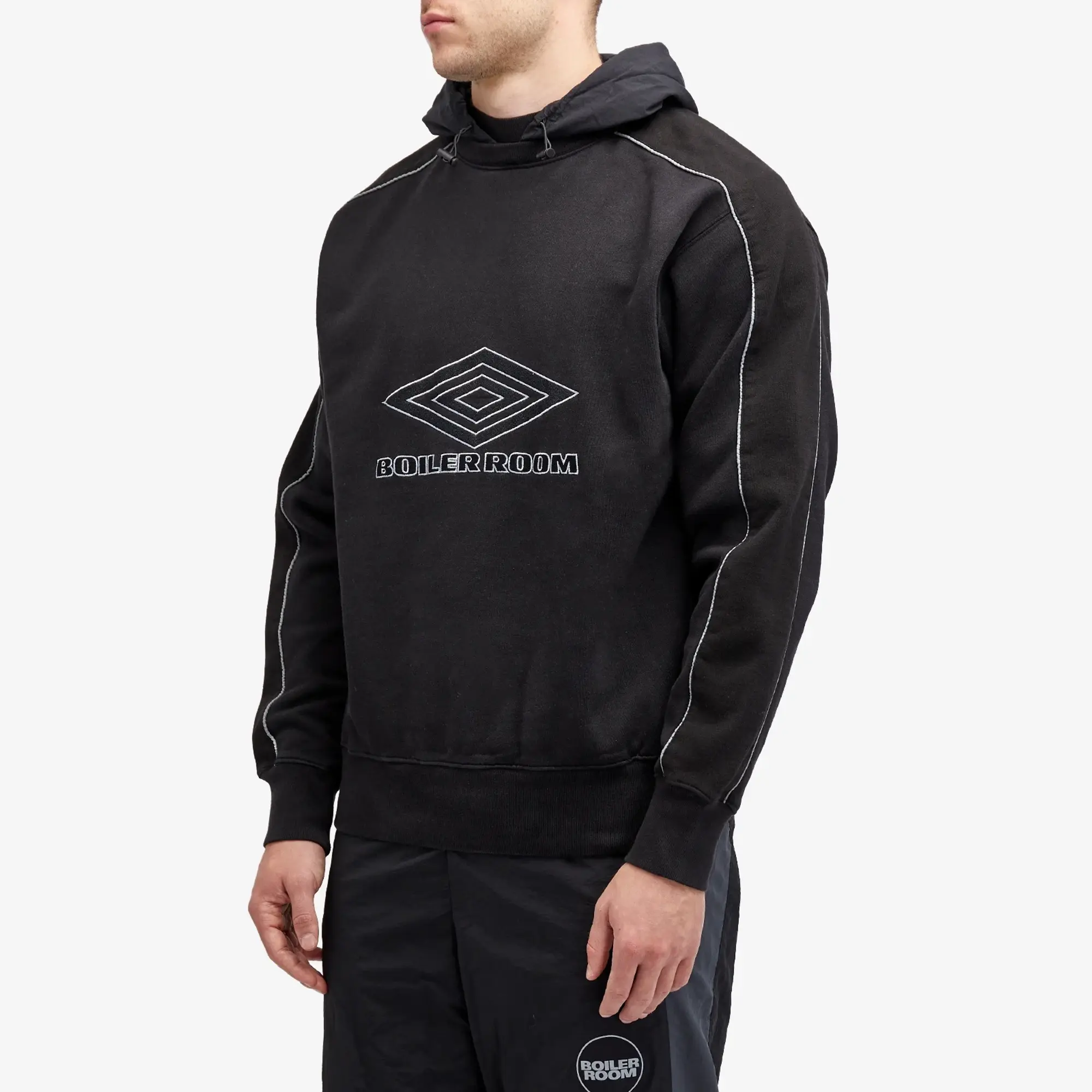 Boiler Room Men's x Umbro Hoodie Black | UMBRHD01B-LK | FOOTY.COM