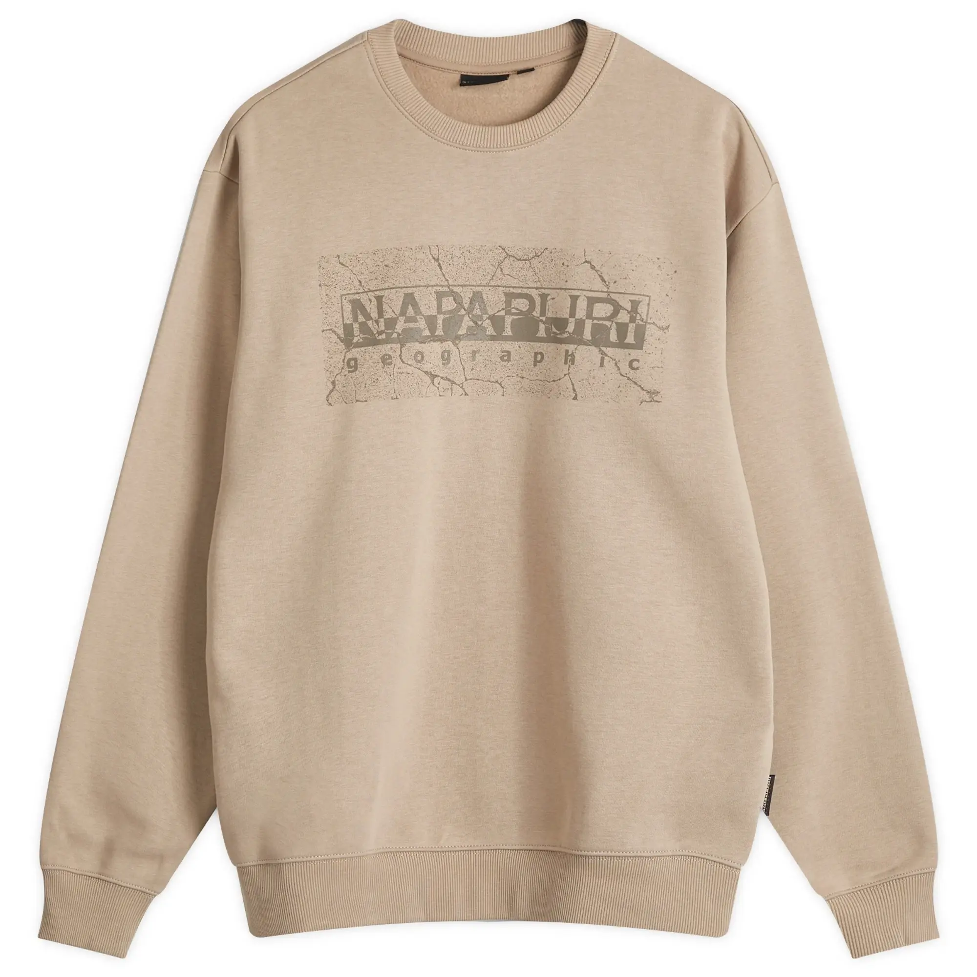 Napapijri Men's Box Logo Crew Sweatshirt Beige Rocky