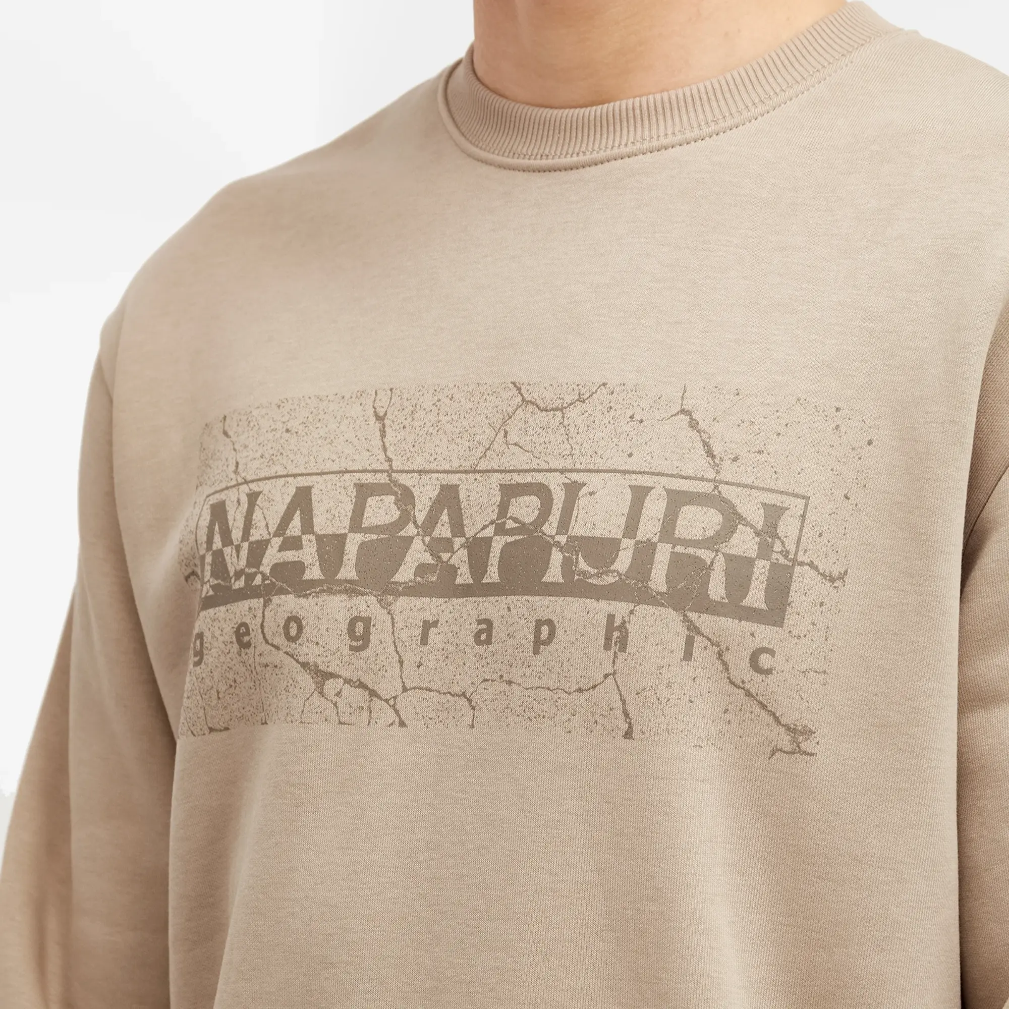 Napapijri Men's Box Logo Crew Sweatshirt Beige Rocky