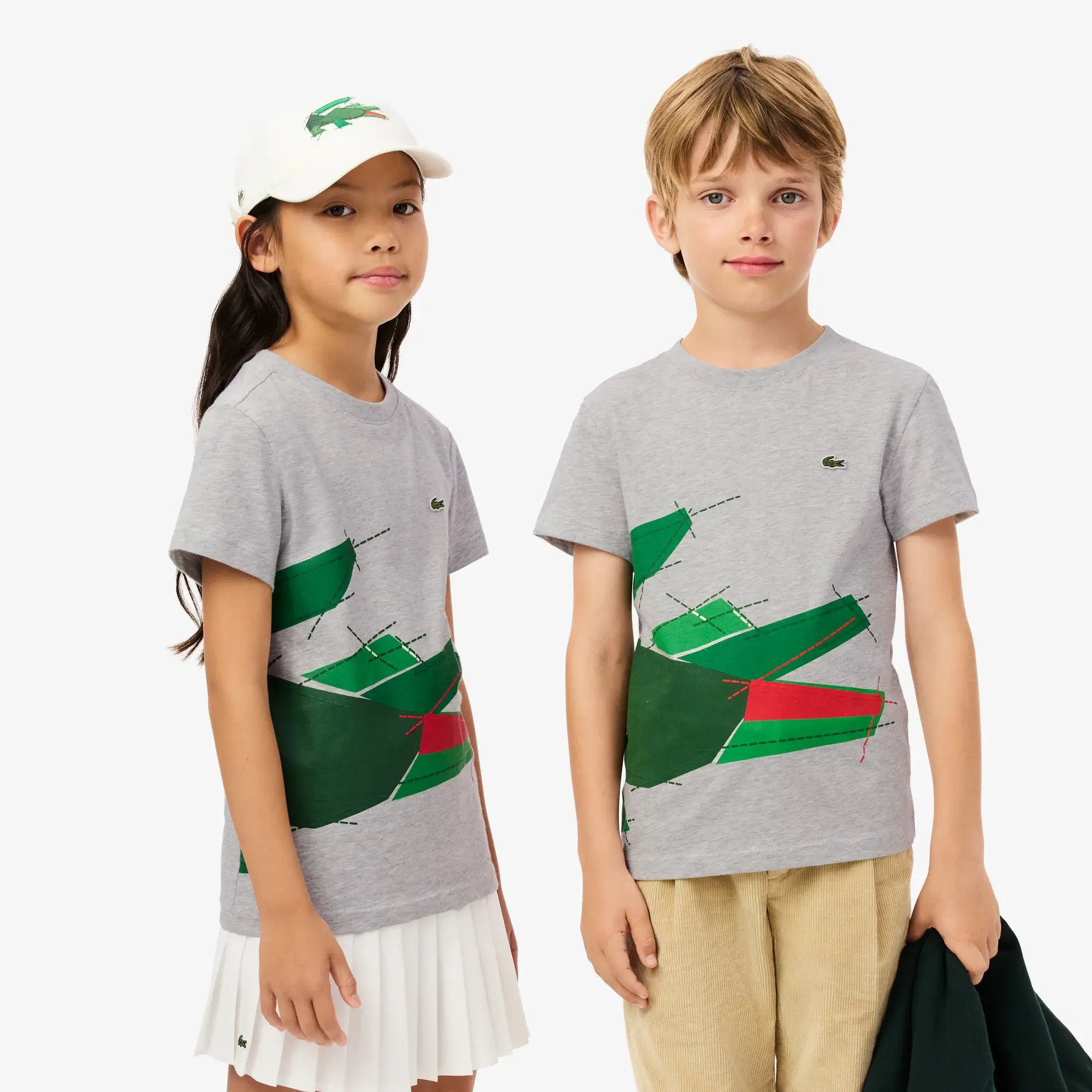 Lacoste Crocodile Graphic Cotton T-shirt - Light Heathered Grey