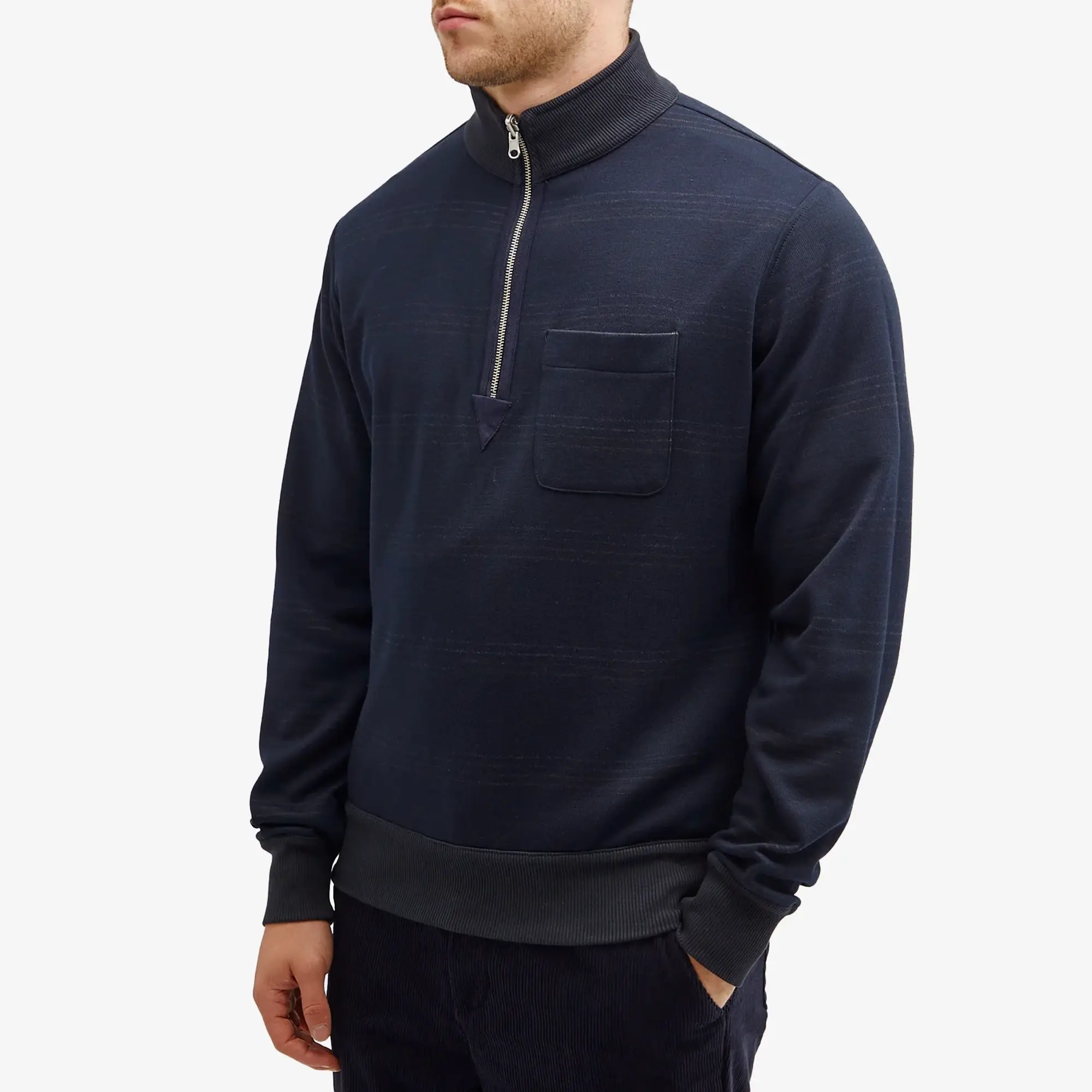 Oliver Spencer Men's Reversible Half Zip Sweatshirt Navy/Green