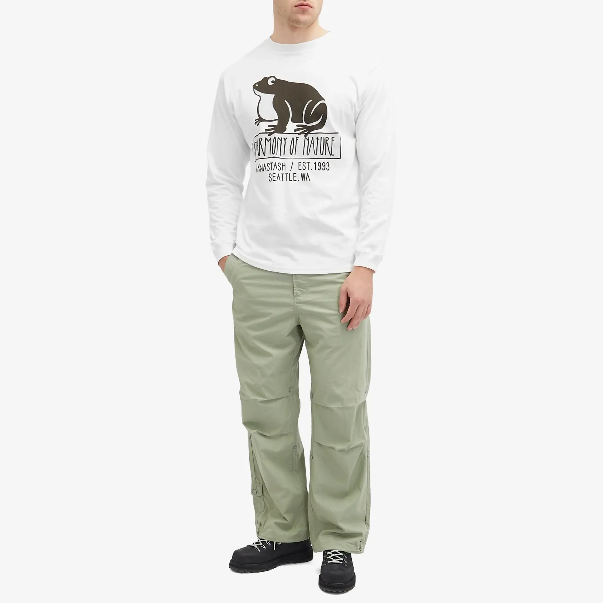 Manastash Men's Long Sleeve Hon T-Shirt White