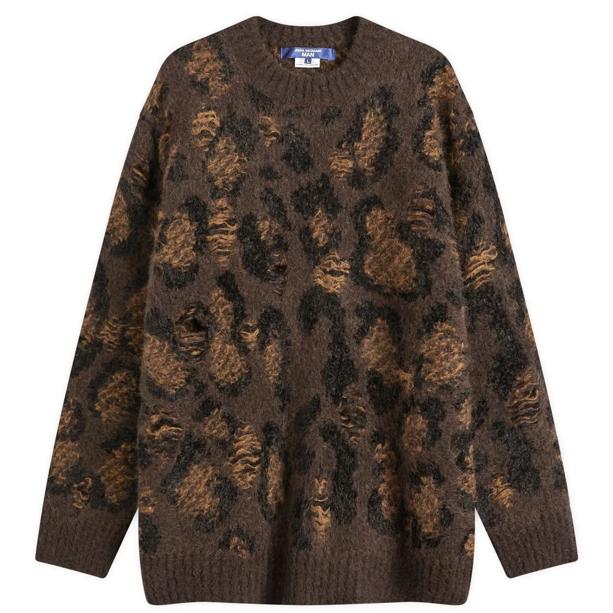 Junya Watanabe MAN Men's Wool Interlock Knit Sweatshirt Brown
