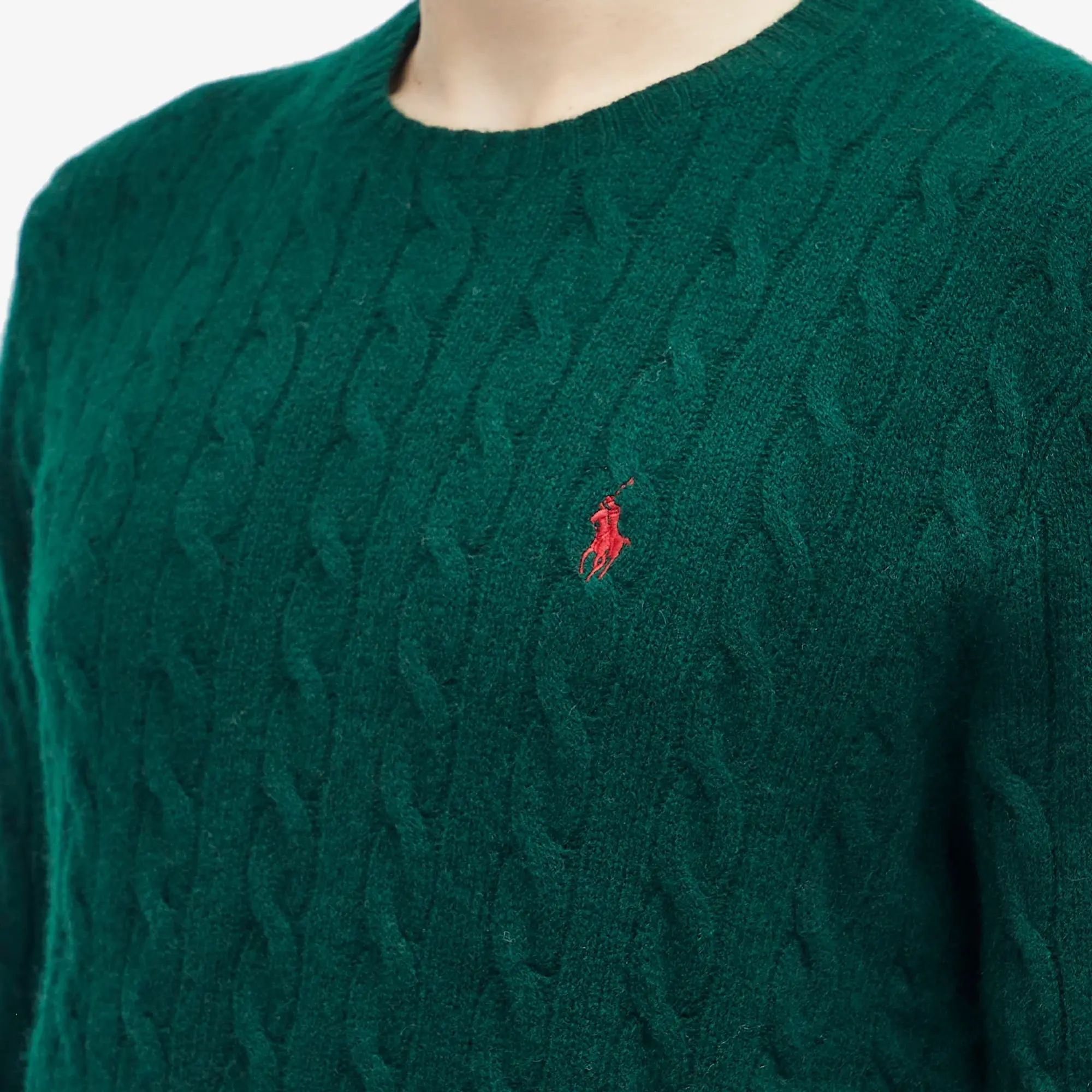 Polo Ralph Lauren Men's Wool Cashmere Cable Knit Jumper Moss Agate