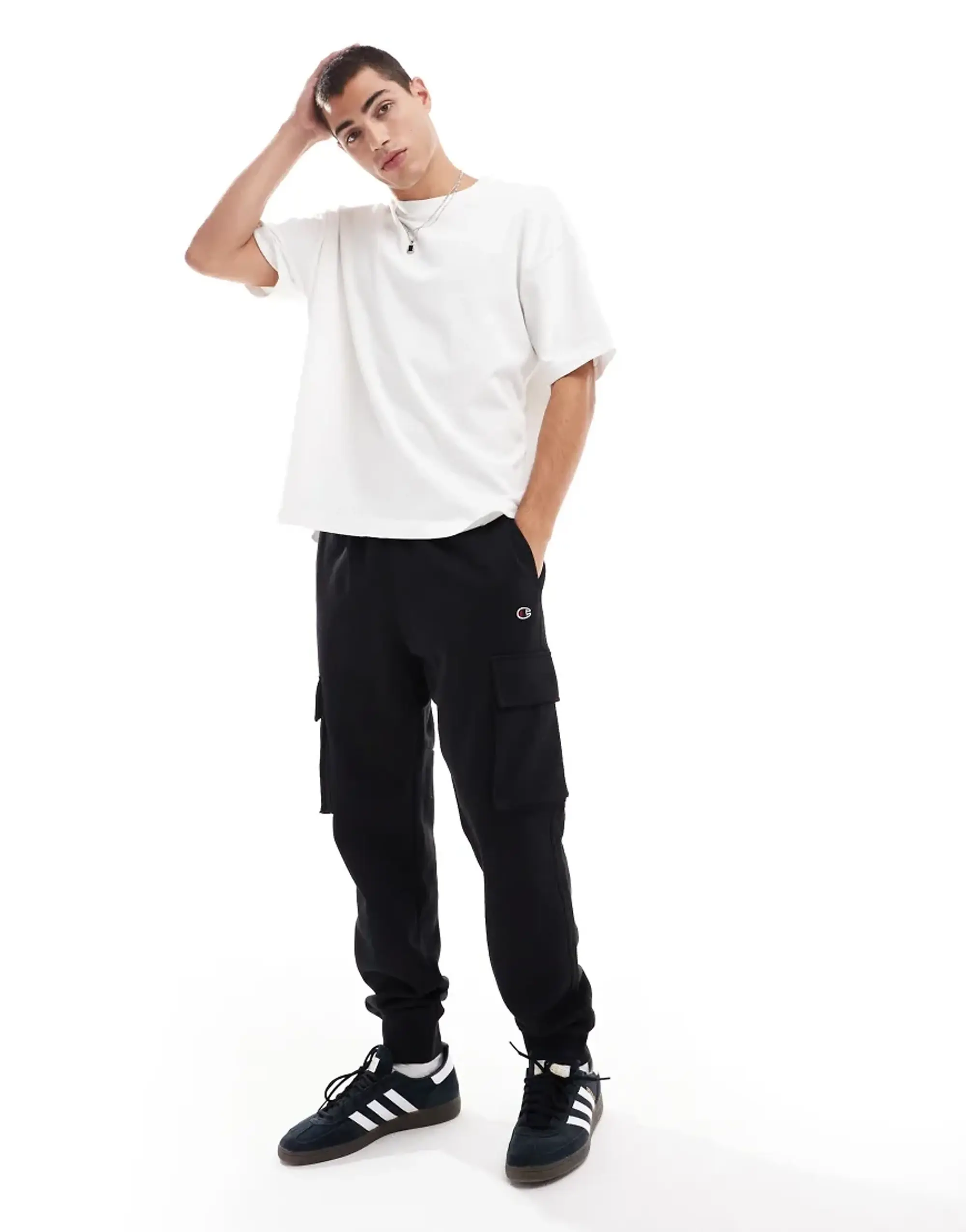 Champion Legacy Rib Cuff Cargo Joggers In Black