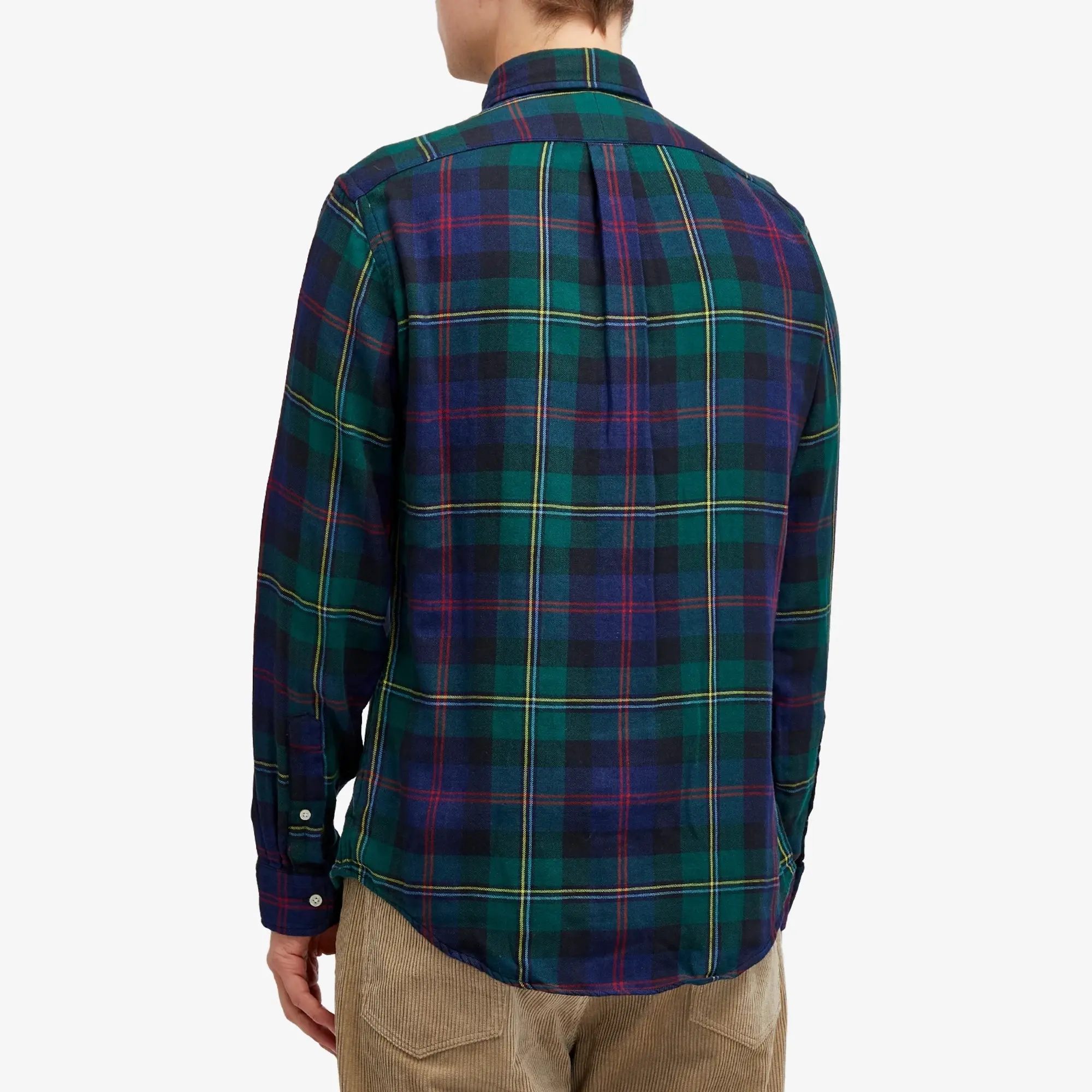 Polo Ralph Lauren Men's Double Face Tartan Button Down Shirt Green/Indigo