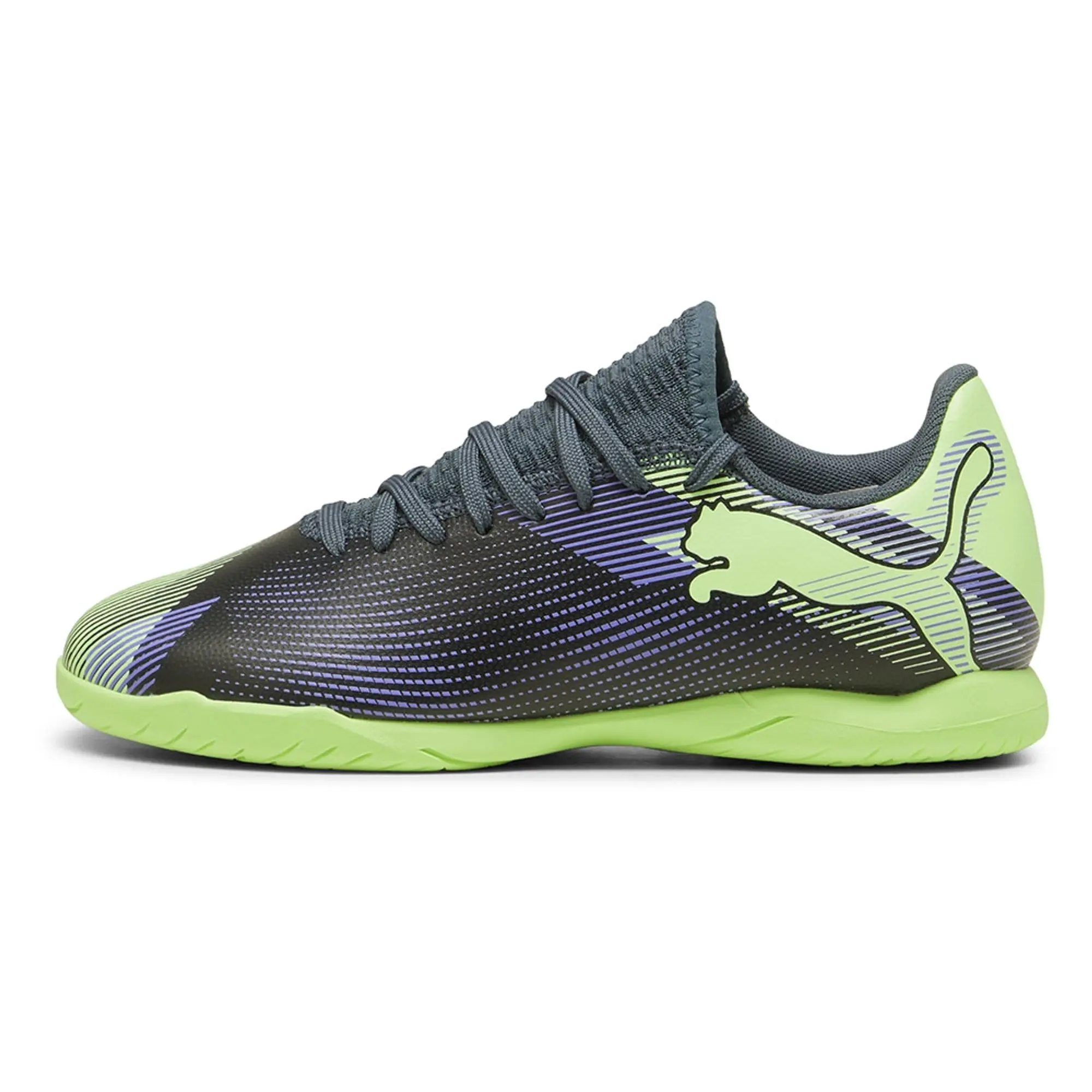 Puma Future 7 Play It Lights Out - Gray Skies/Elektro Purple/Fizzy Apple/Puma White Kids - ['Blue']