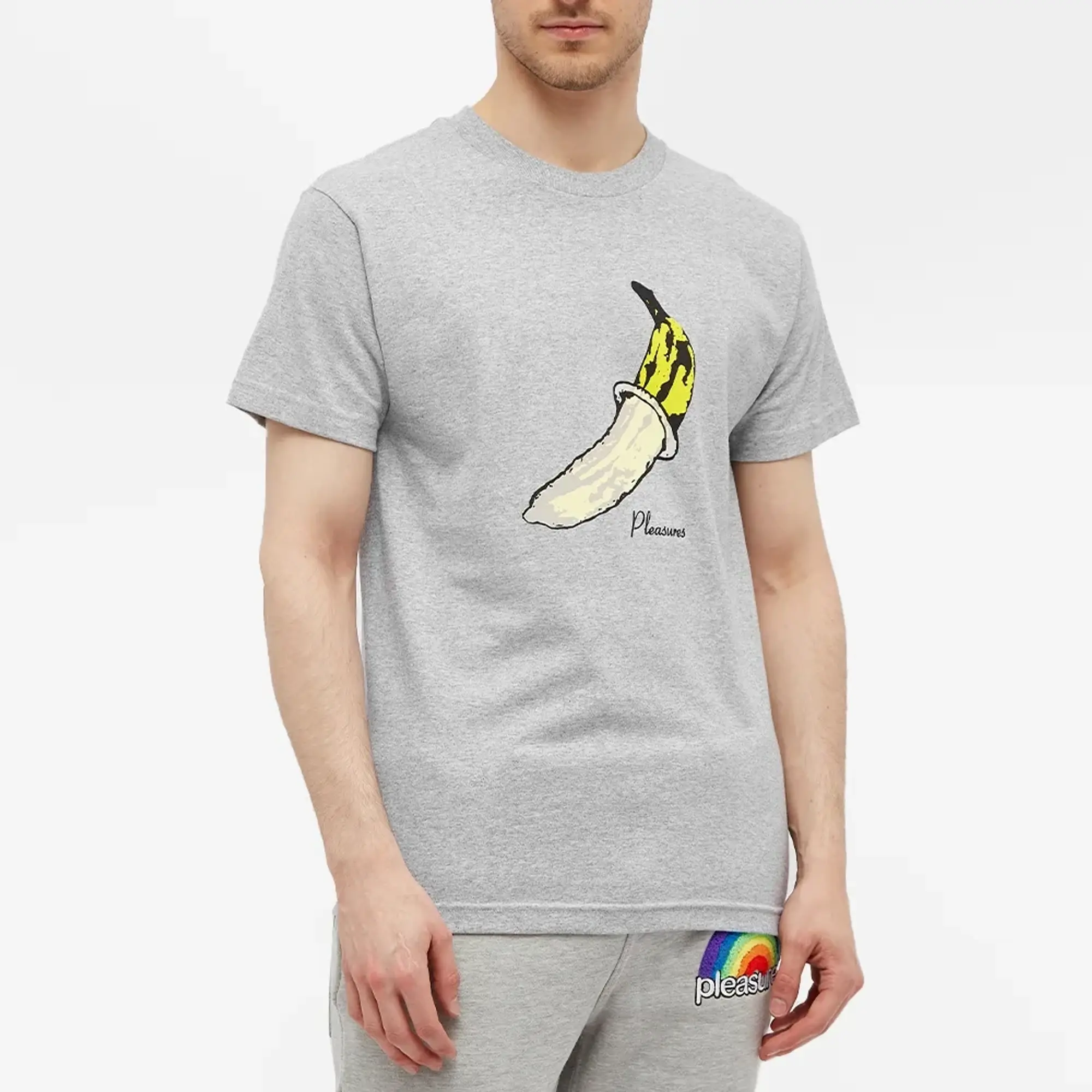 END. x Pleasures Men's 'Sexual Satisfaction' Nana T-Shirt Grey