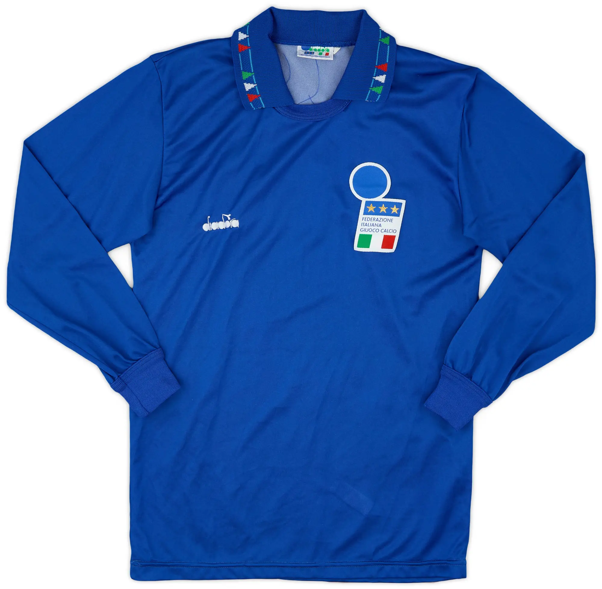 Diadora 1992-93 Italy Home L/S Shirt - 9/10 - (L.Boys)