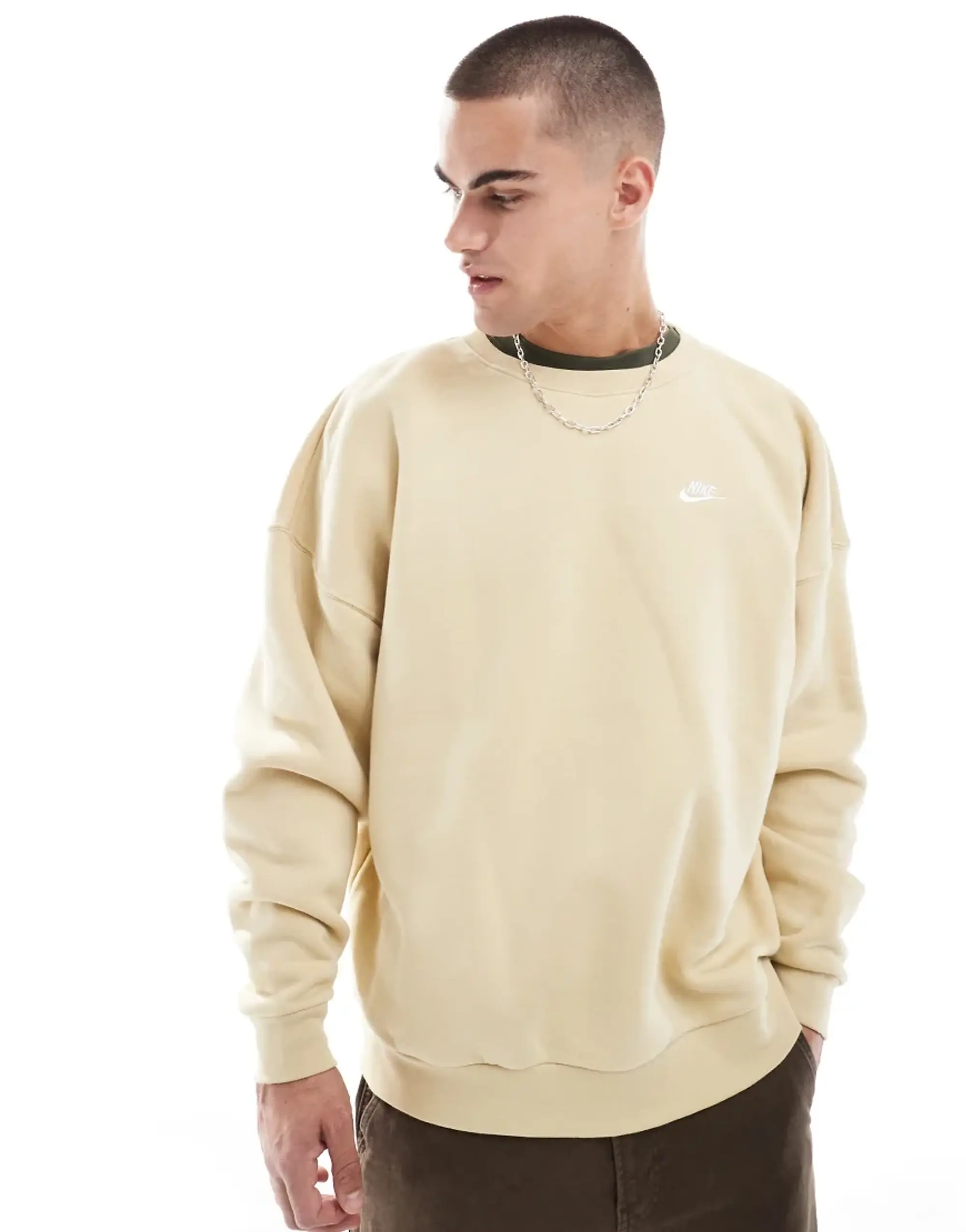 Nike Club Crew Sweatshirt In Beige-Neutral