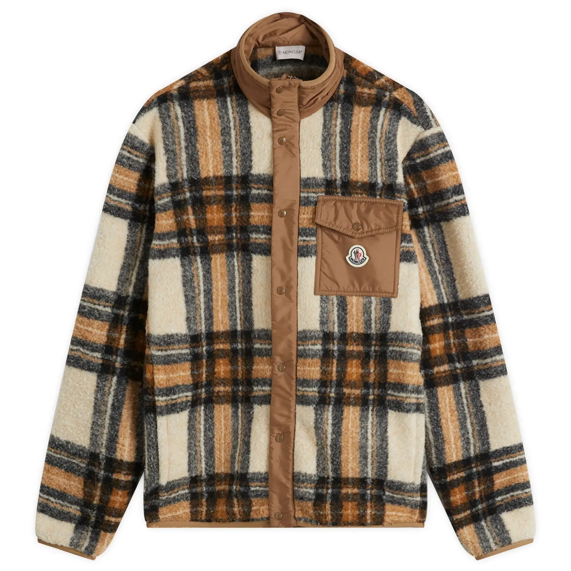 Moncler Men's Check Fleece Jacket Brown