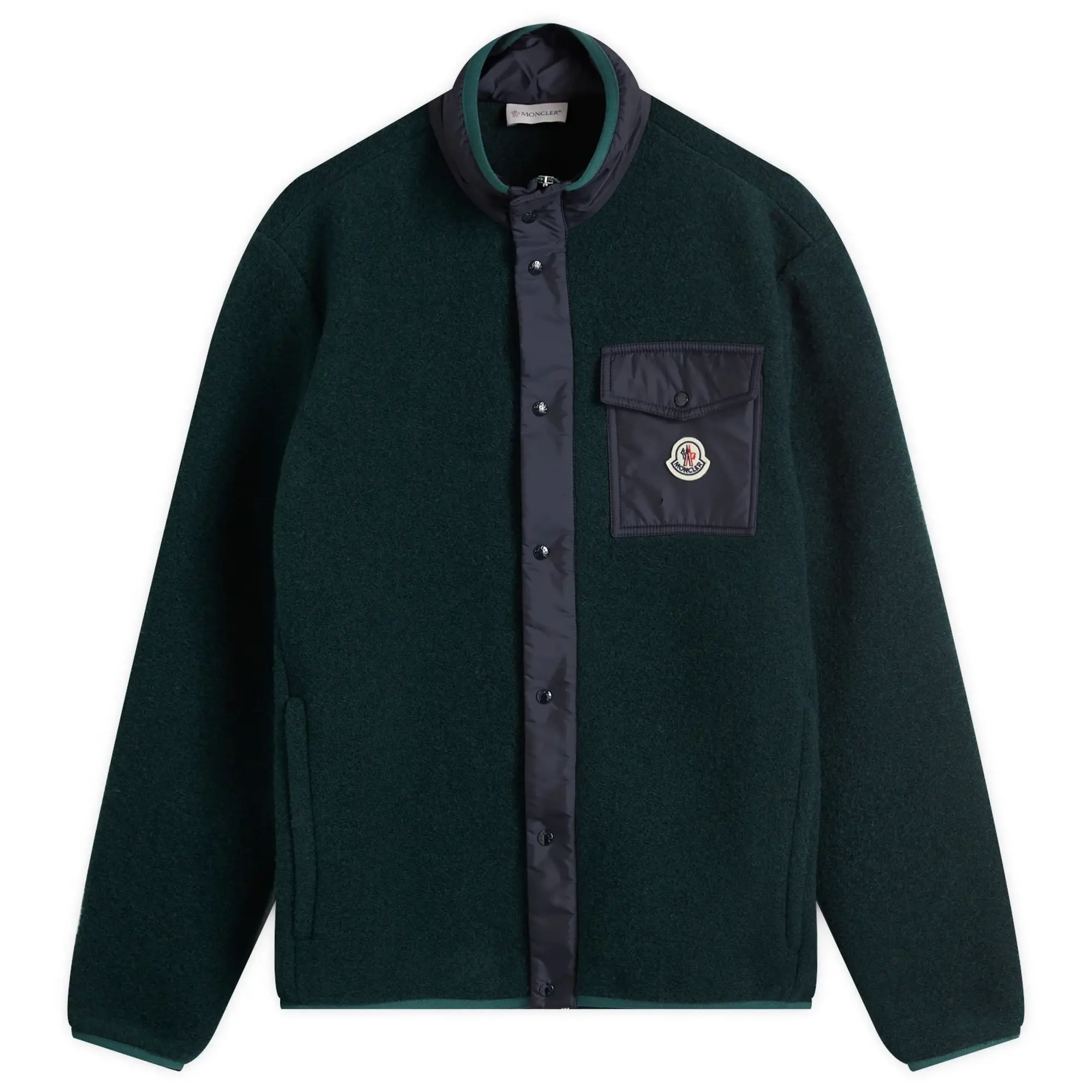 Moncler Men's Fleece Button Down Jacket Green