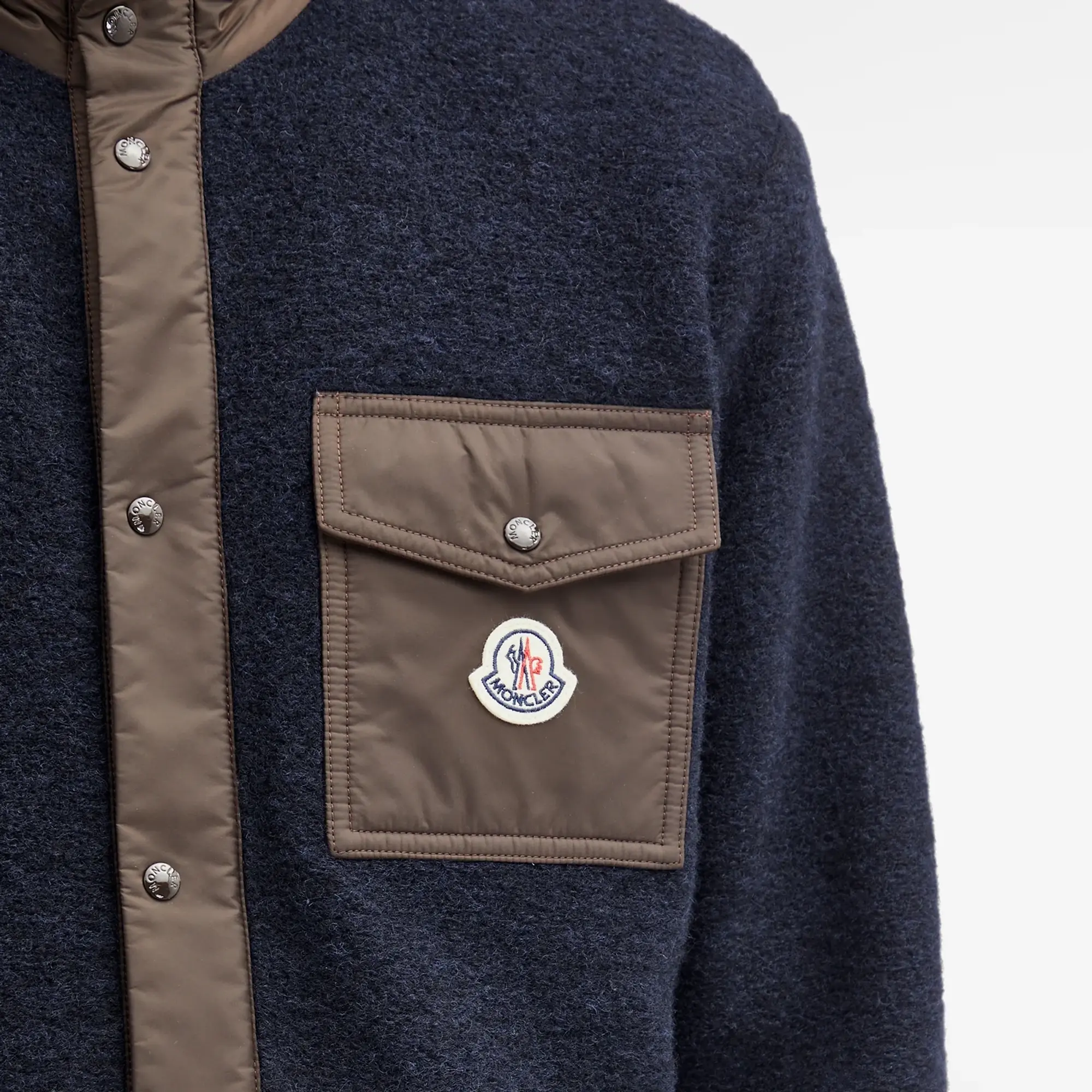 Moncler Men's Fleece Button Down Jacket Navy