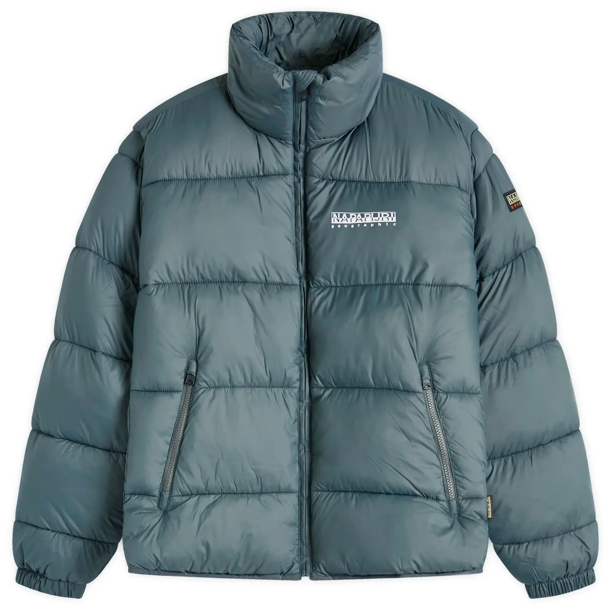 Napapijri Men's Box Logo Puffer Jacket Green Urban